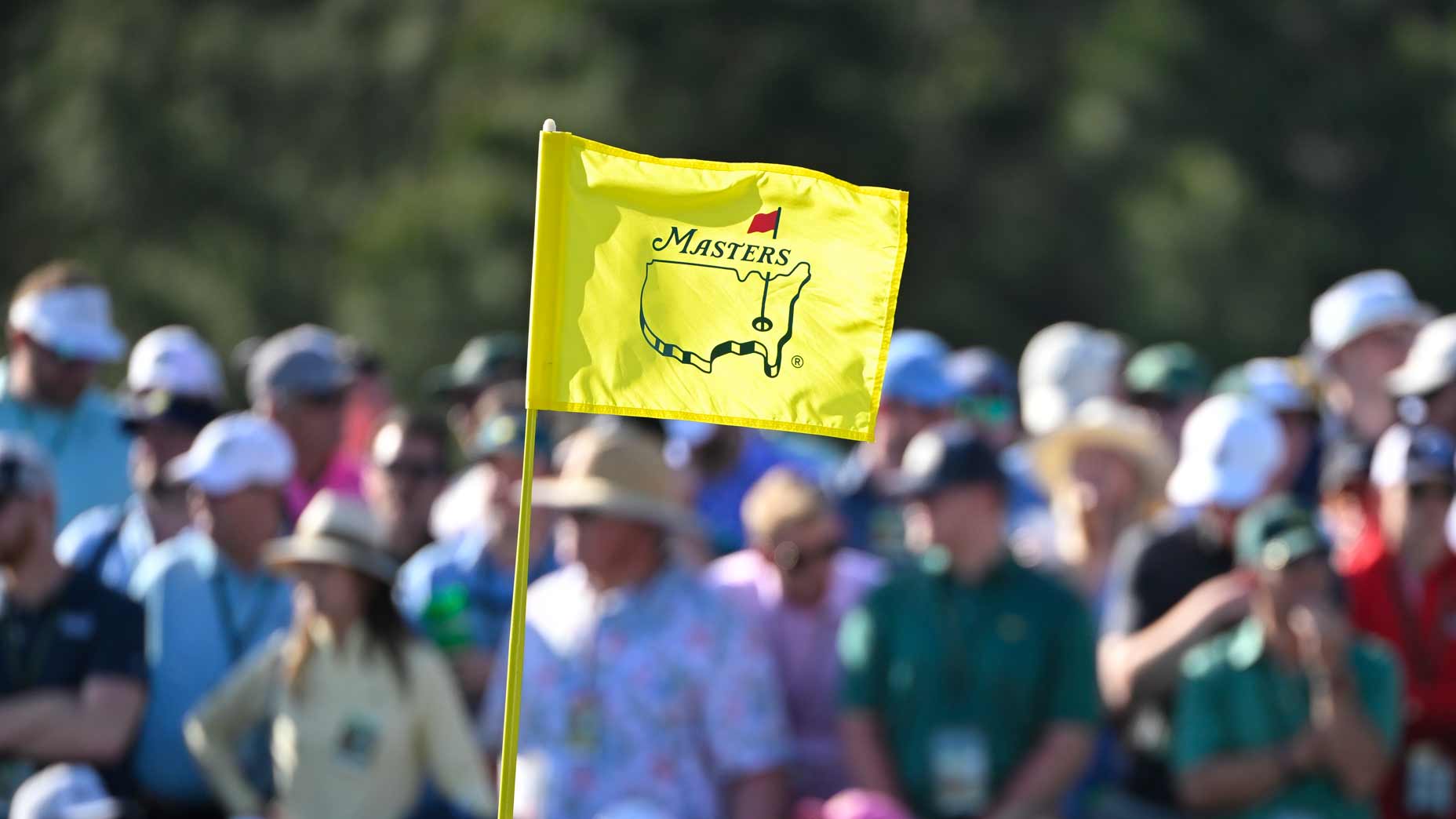 A Masters flag during the final round of Masters Tournament at Augusta National Golf Club.