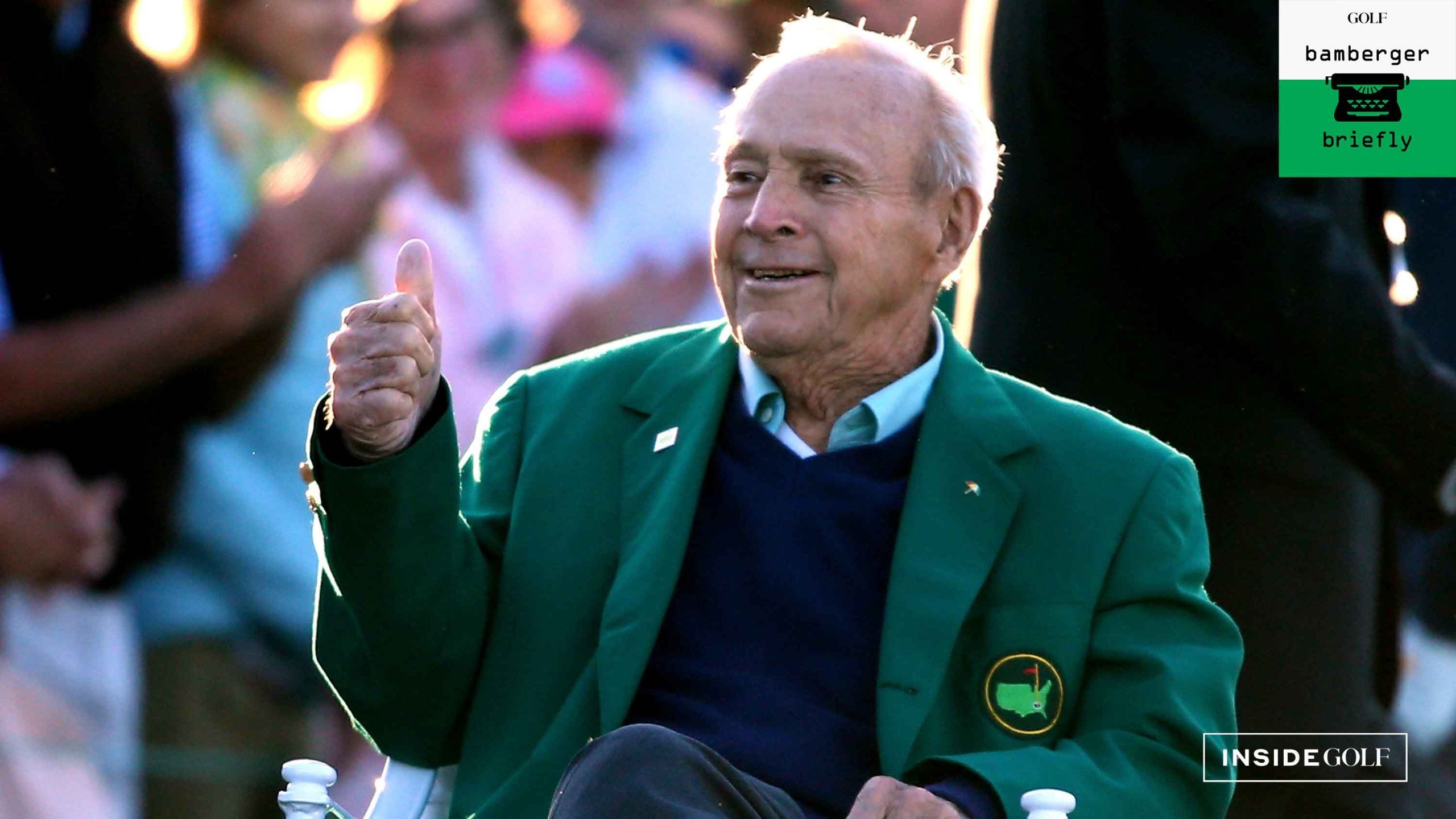 Honorary starter Arnold Palmer attends the ceremonial tee off to start the first round of the 2016 Masters Tournament