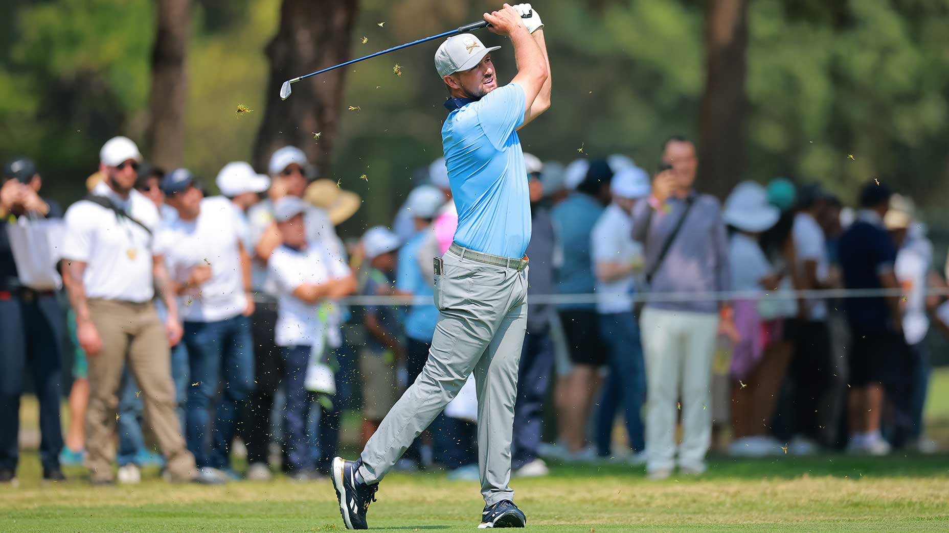 Bryson DeChambeau hits a shot on the 9th hole at LIV Golf Mexico City at Club de Golf Chapultepec on Saturday in Mexico City, Mexico.