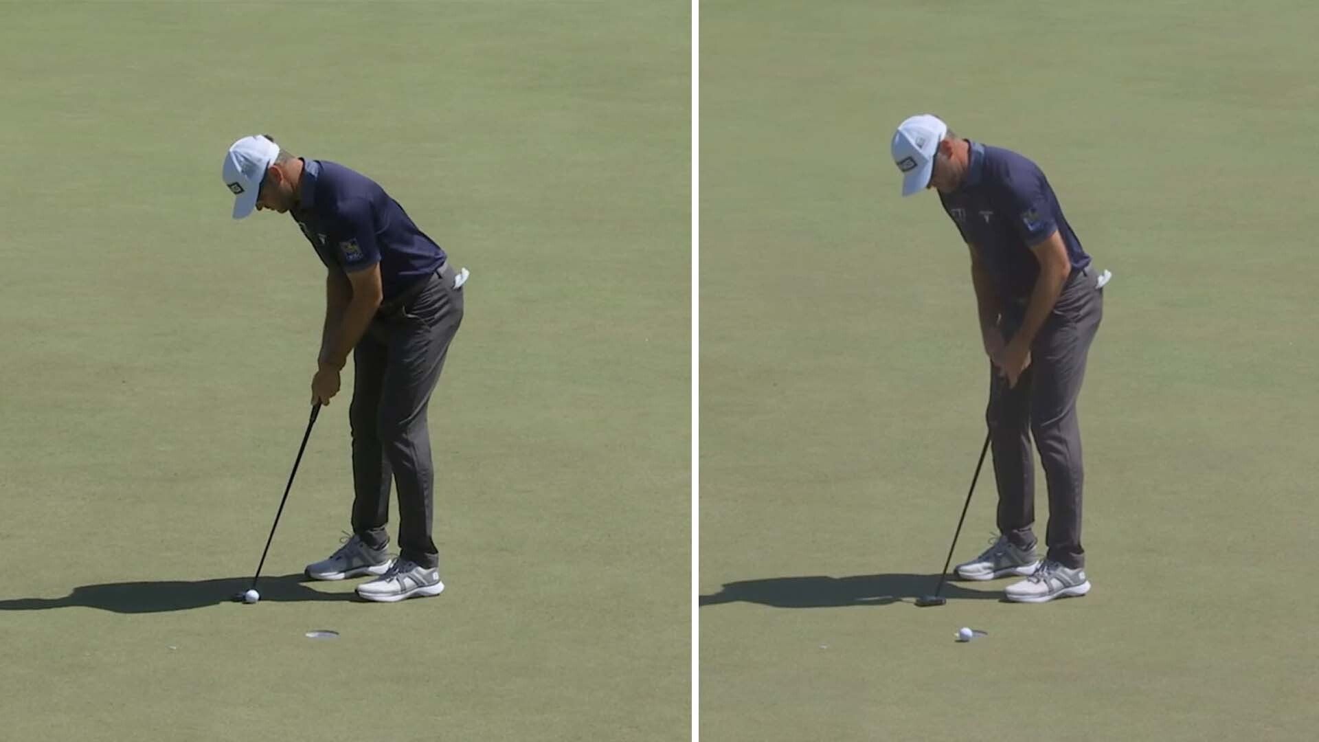 corey conners misses a putt on the 1st hole at augusta national
