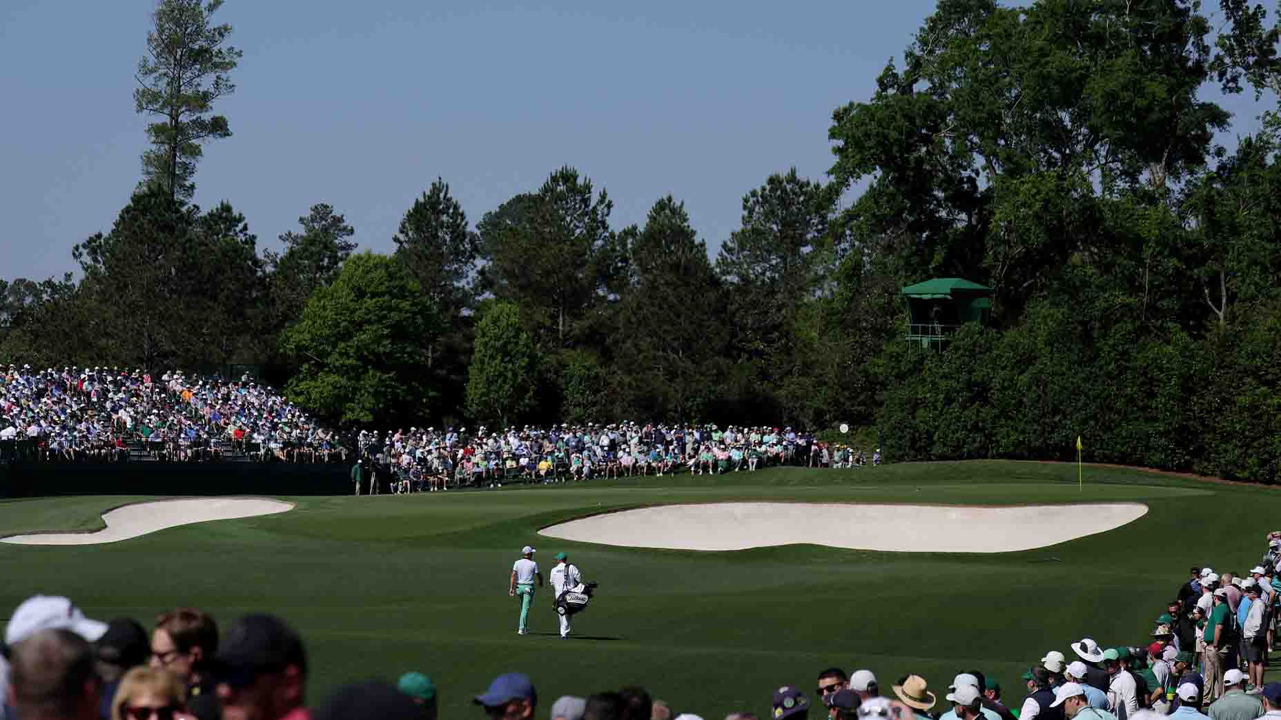 Justin Thomas walks on the fourth hole at Augusta National.