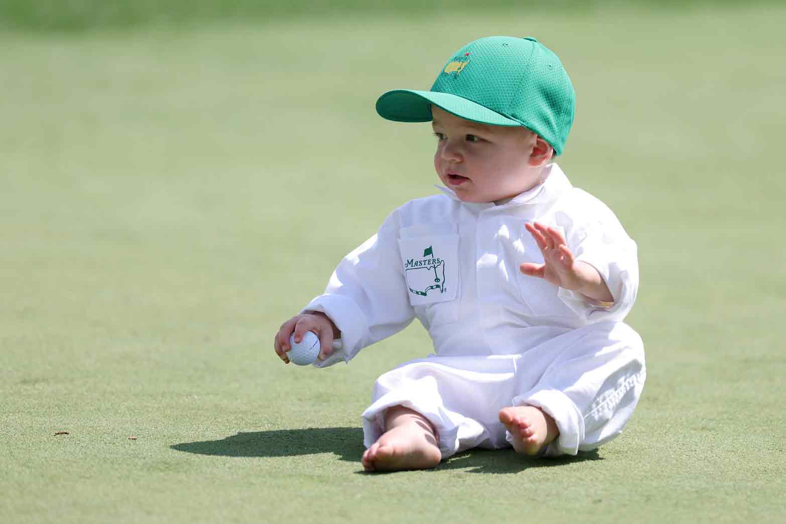 Leo Straka, son of Sepp Straka of Austria, holds a ballduring the Par Three Contest prior to the 2025 Masters Tournament at Augusta National Golf Club on April 09, 2025 in Augusta, Georgia.