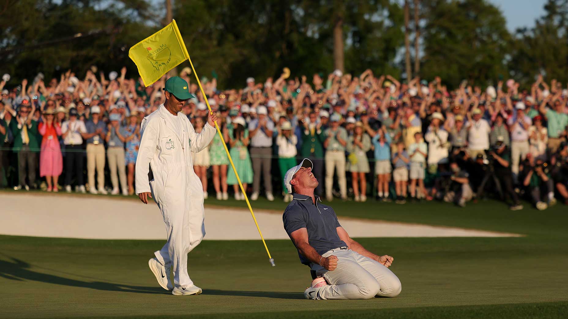 rory celebrates winning the masters