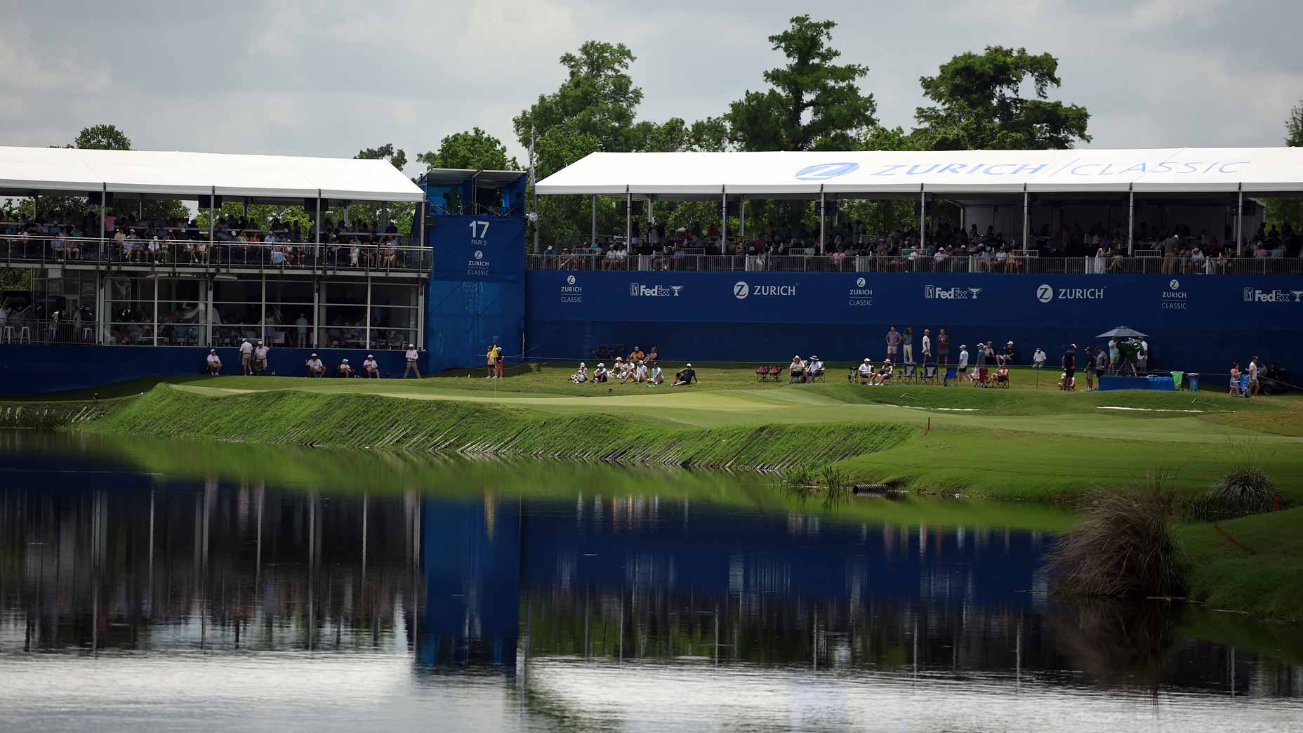 2025 Zuirch Classic Sunday TV coverage: A view of the 17th green on day three of the Zurich Classic of New Orleans.