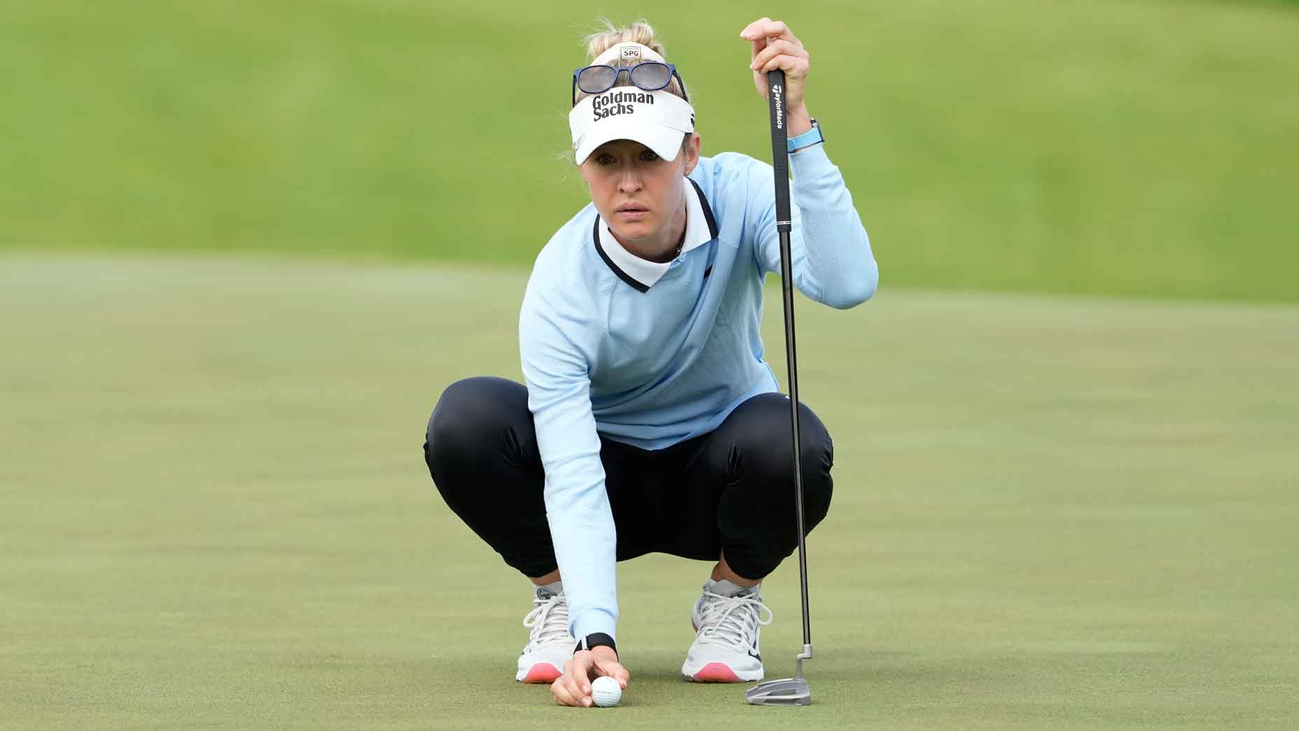 nelly korda reads a putt during the second round of the 2025 u.s. women's open