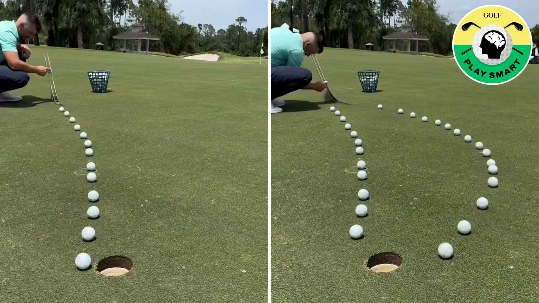 man demonstrates how putts of different speed break differently