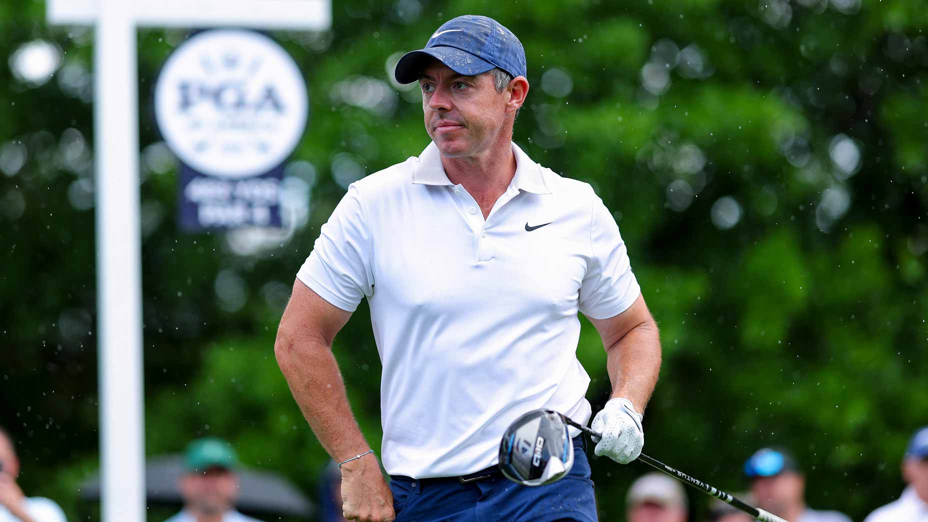 Rory McIlroy picutred at the 2025 PGA Championship at Quail Hollow Country Club.
