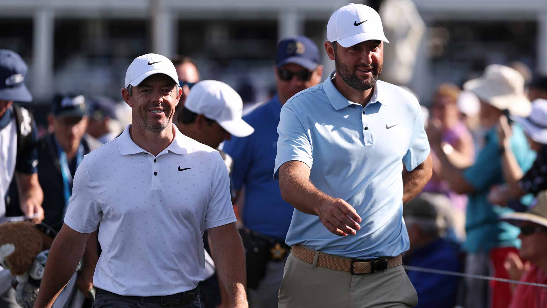 2025 PGA Championship odds: Betting favorites Rory McIlroy and Scottie Scheffler walk at the 2025 Players Championship.