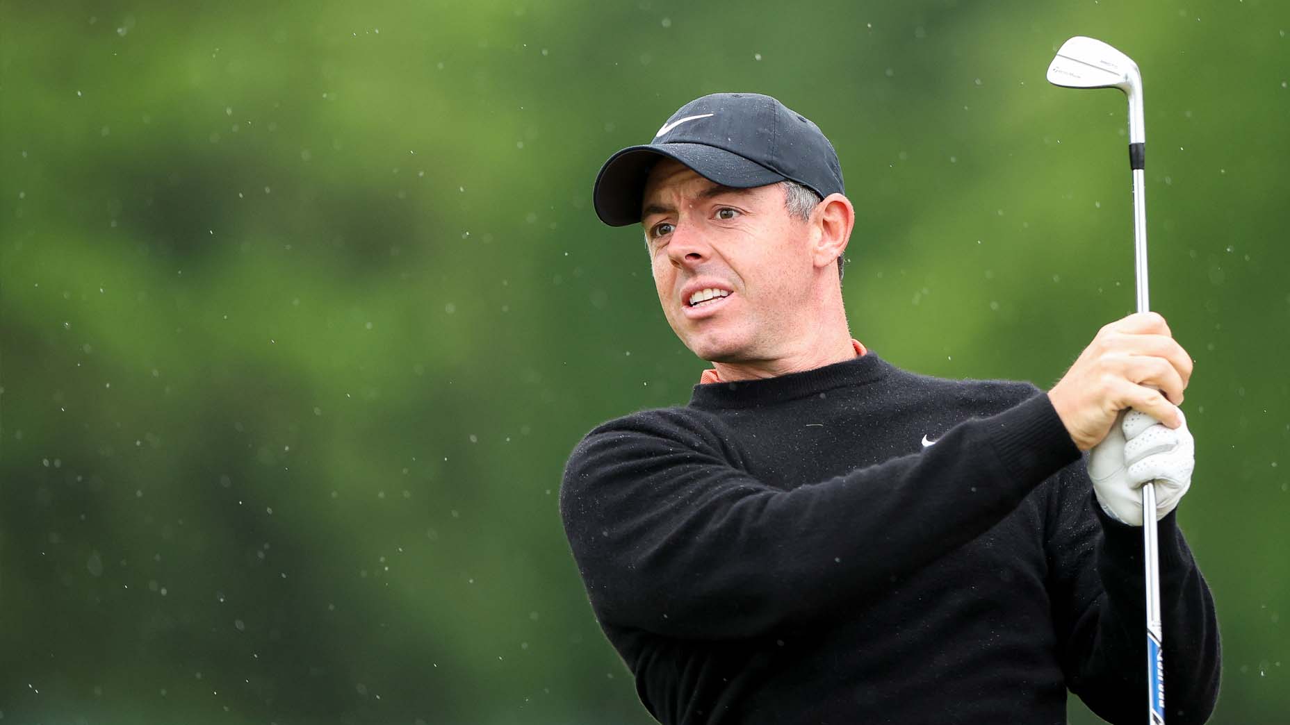 Rory McIlroy watches a shot during the second round of the 2025 Truist Championship