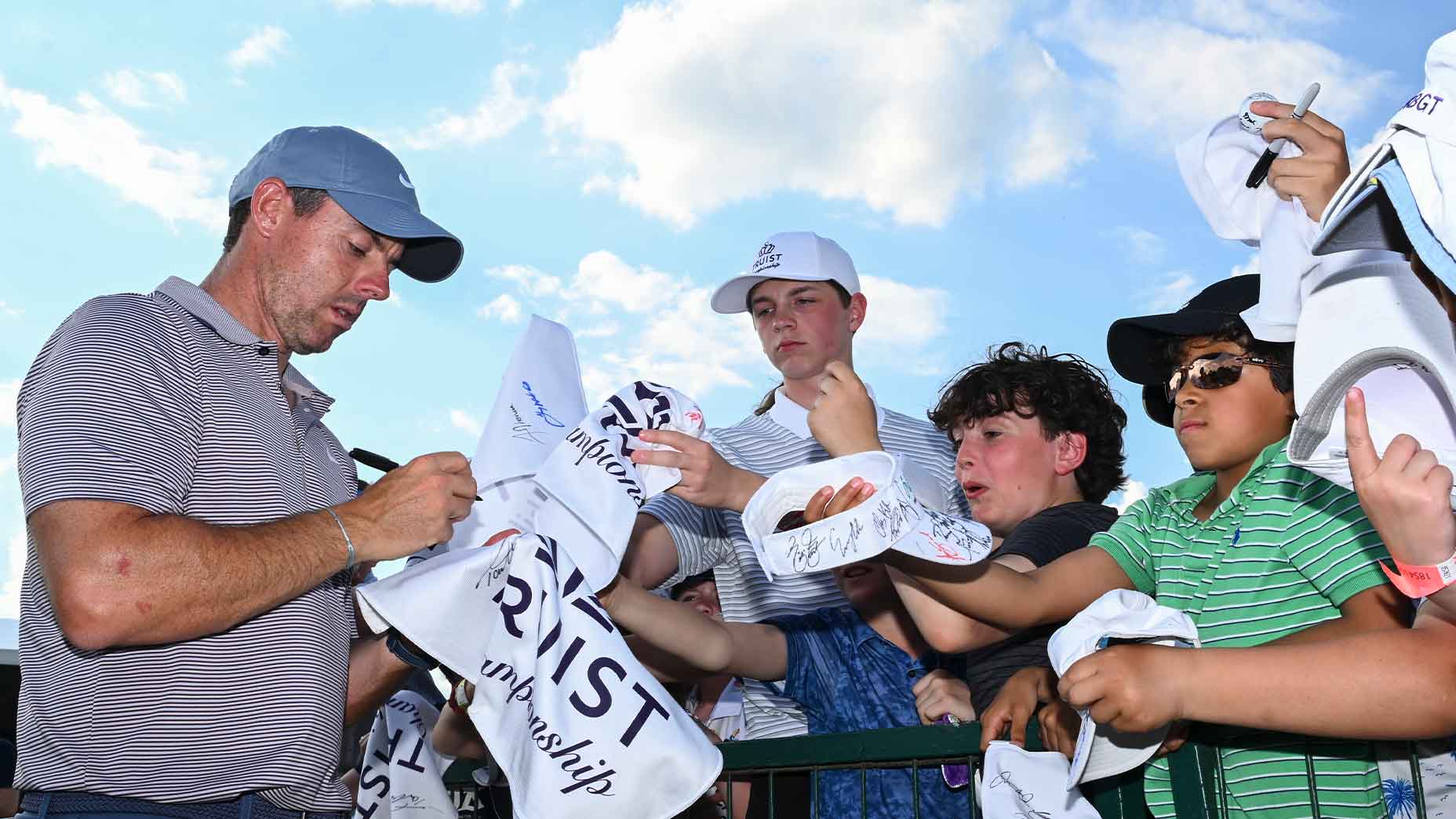 rory mcilroy signs autographs at the truist championship