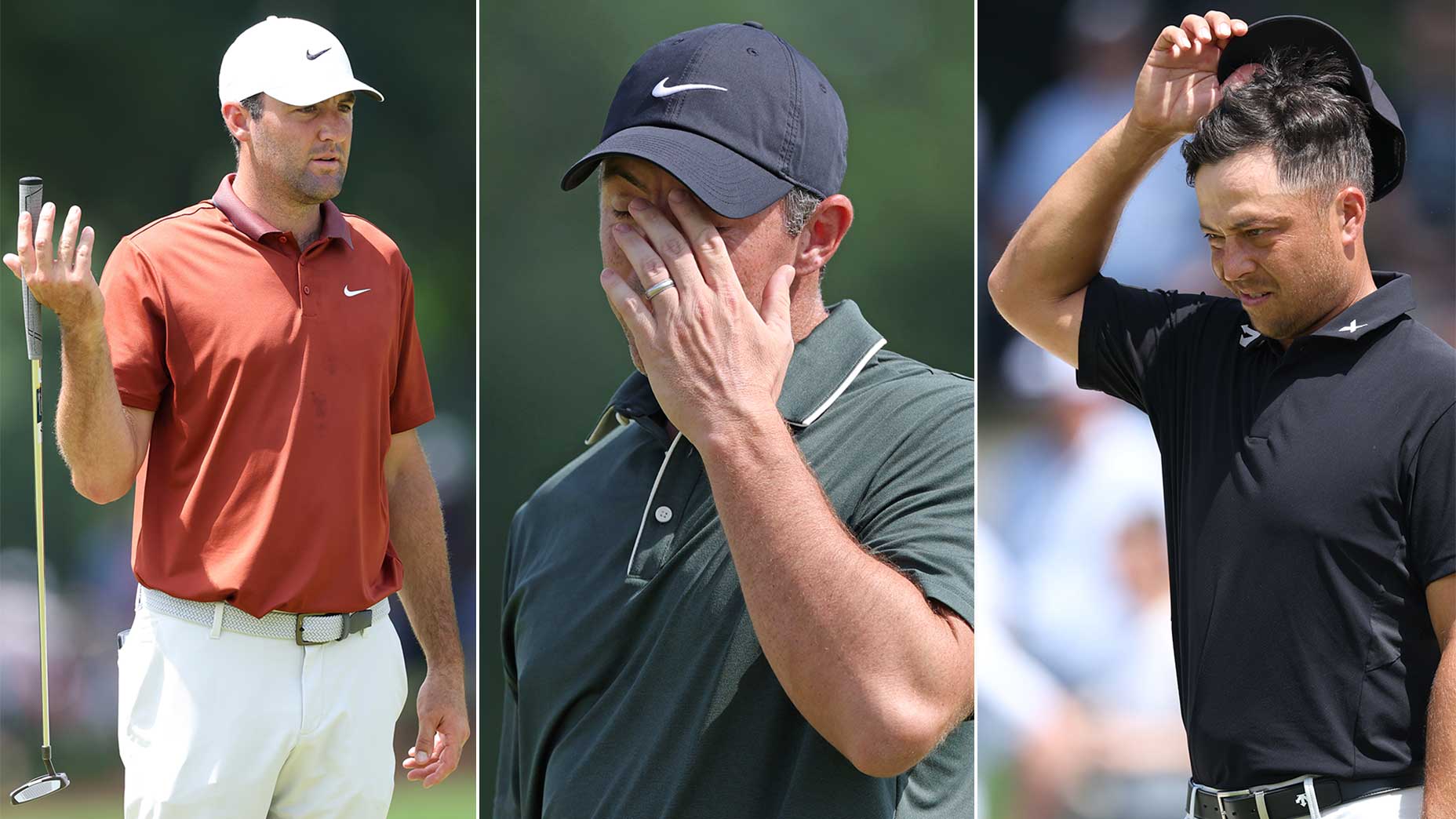 Scottie Scheffler, Rory McIlroy and Xander Schauffele at the 2025 PGA Championship.
