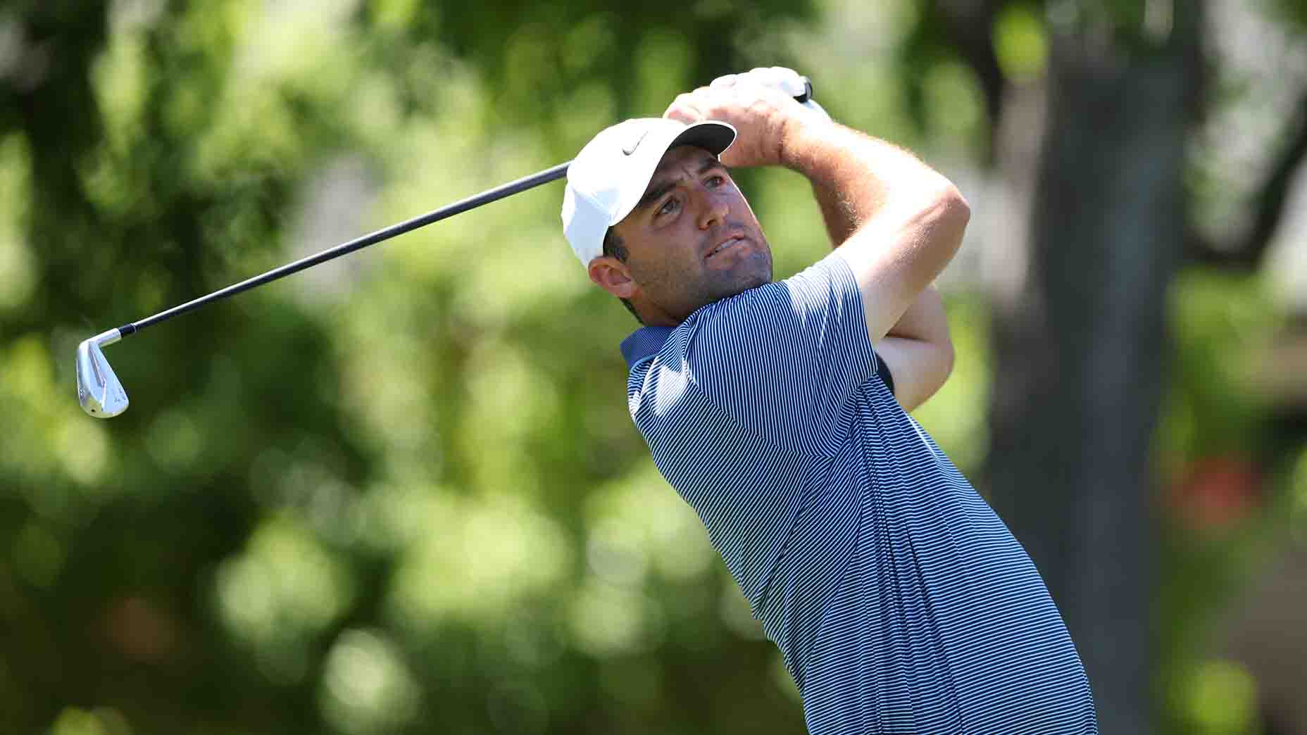 Scottie Scheffler plays a shot during the final round of the 2025 CJ Cup Byron Nelson.