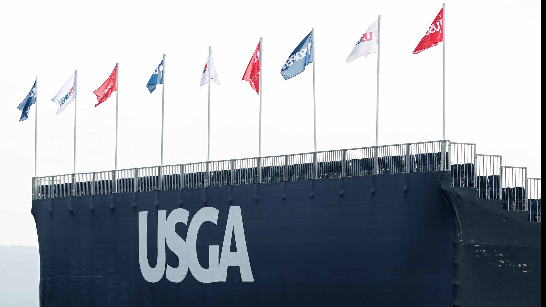 2025 U.S. Open TV schedule: A grandstand with flags on top pictured during the 125th U.S. OPEN at Oakmont.
