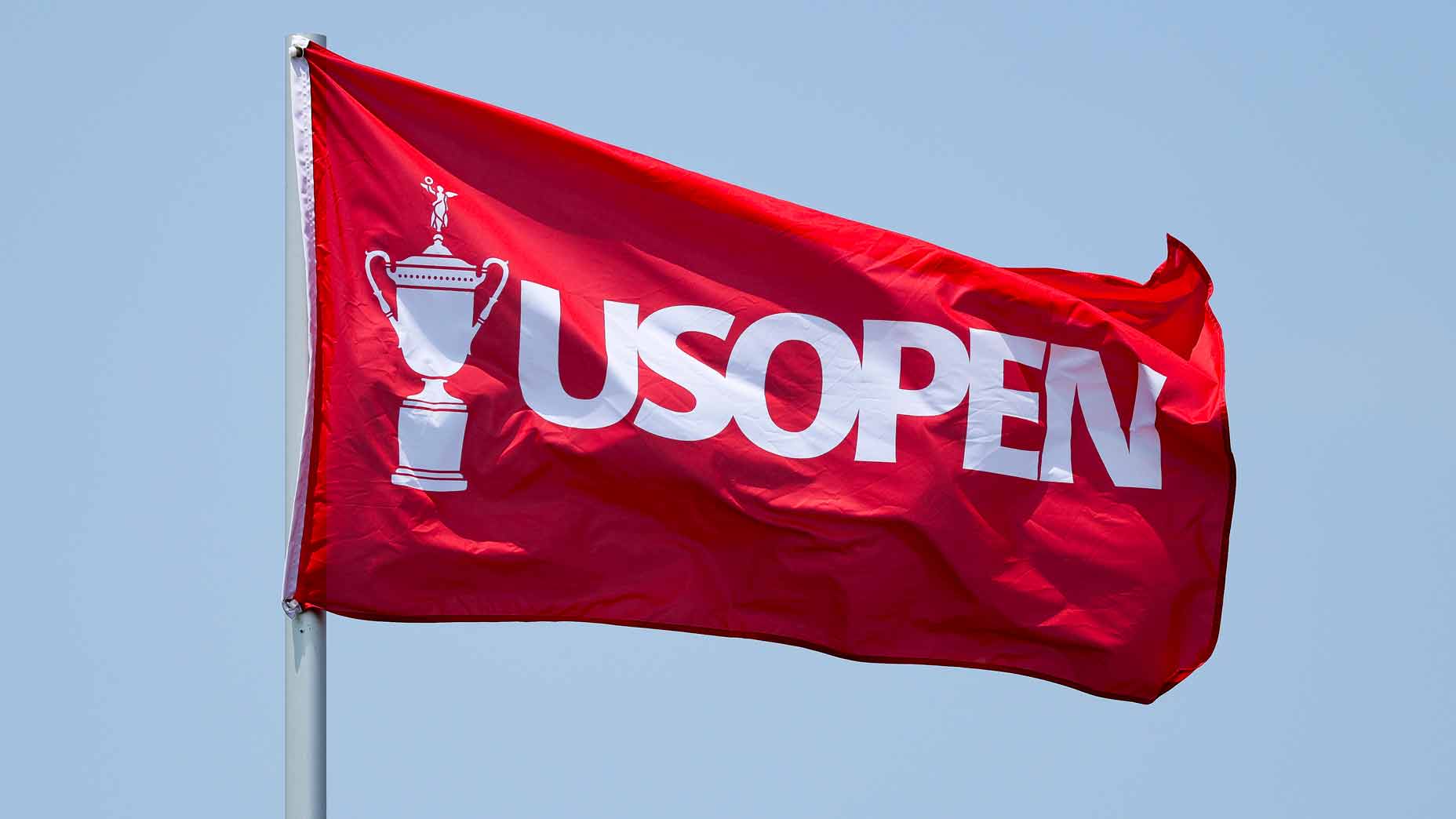 2025 U.S. Open Saturday tee times: Red U.S. Open flag pictured at Oakmont.