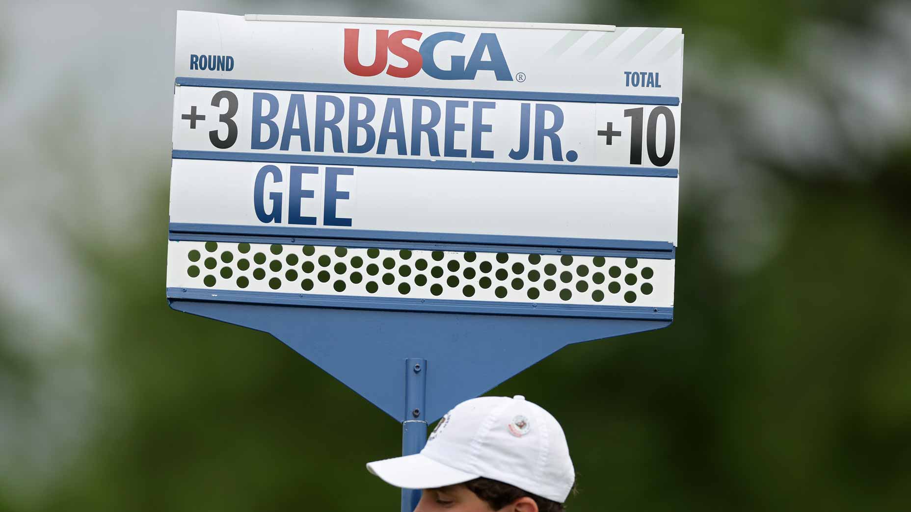 Marker Devin Gee was first off the tee in the third round alongside Philip Barbaree, Jr.