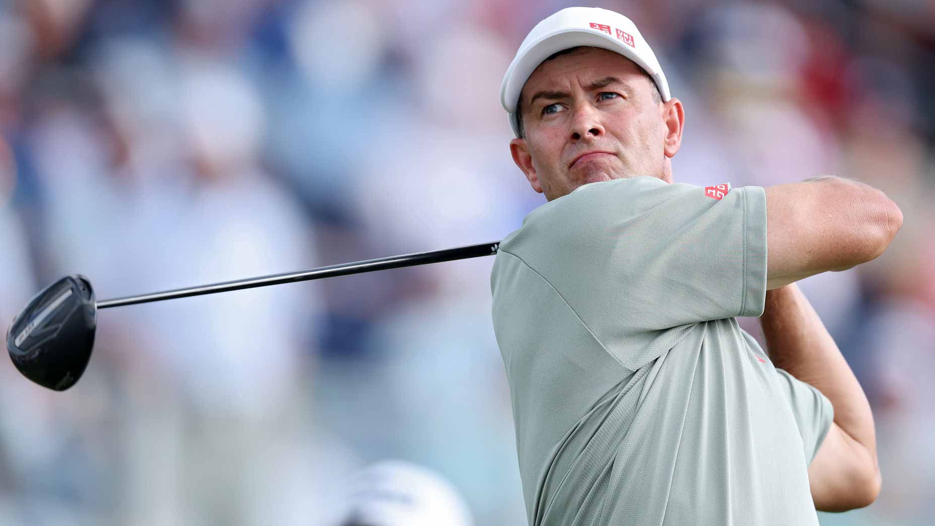 2025 U.S> Open Sunday TV coverage: Adam Scott hits drive during the 2025 U.S. Open at Oakmont.