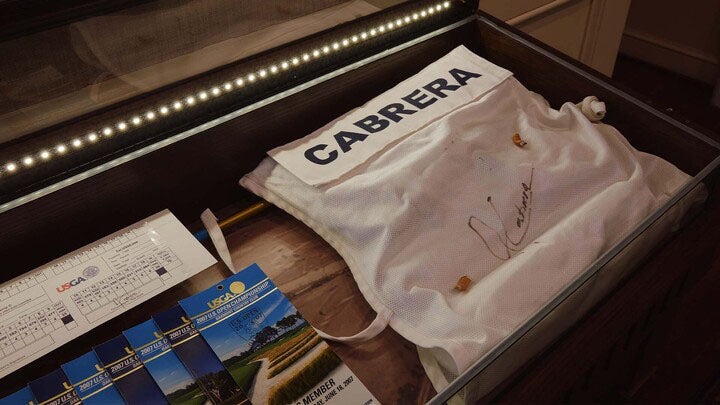 Angel Cabrera's cigarette butts on display at Oakmont