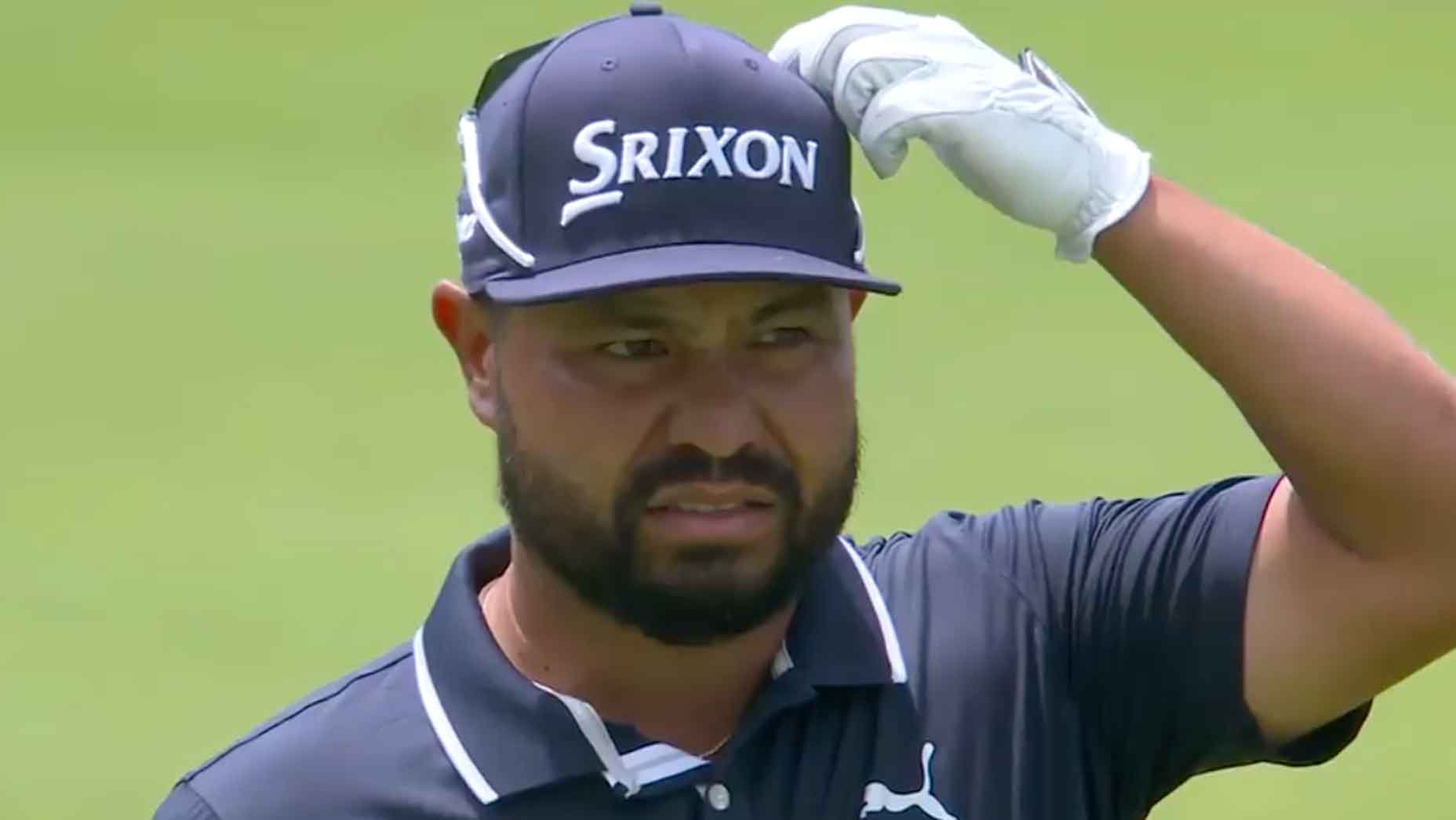 j.j. spaun scratches his head in confusion during the final round of the 2025 u.s. open