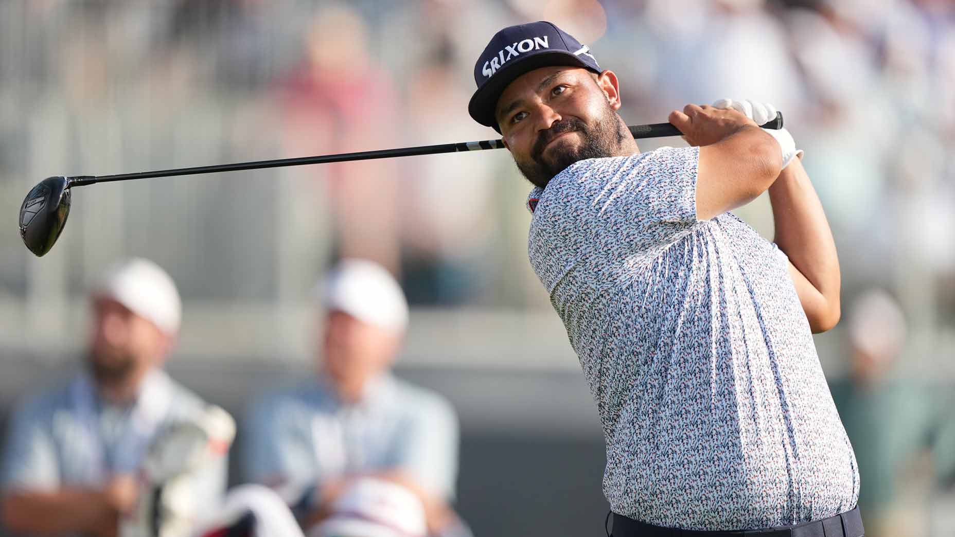 2025 Travelers Championship TV coverage: J.J. Spaun hits a tee shot during the 2025 U.S. Open.