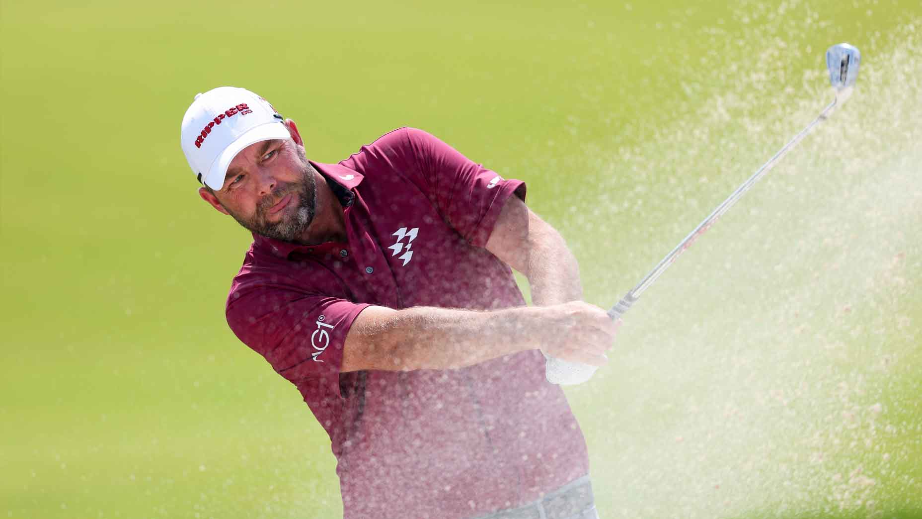 Marc Leishman hits a shot during the third round of the 2025 U.S. Open