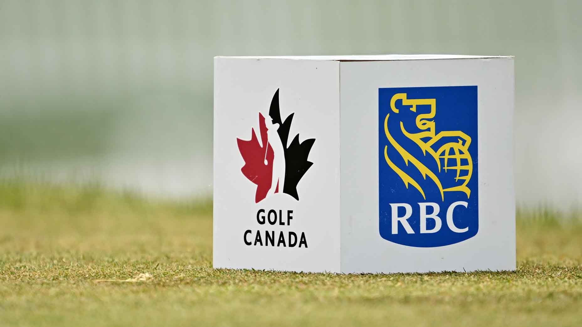 A tee marker at the 2025 Canadian Open