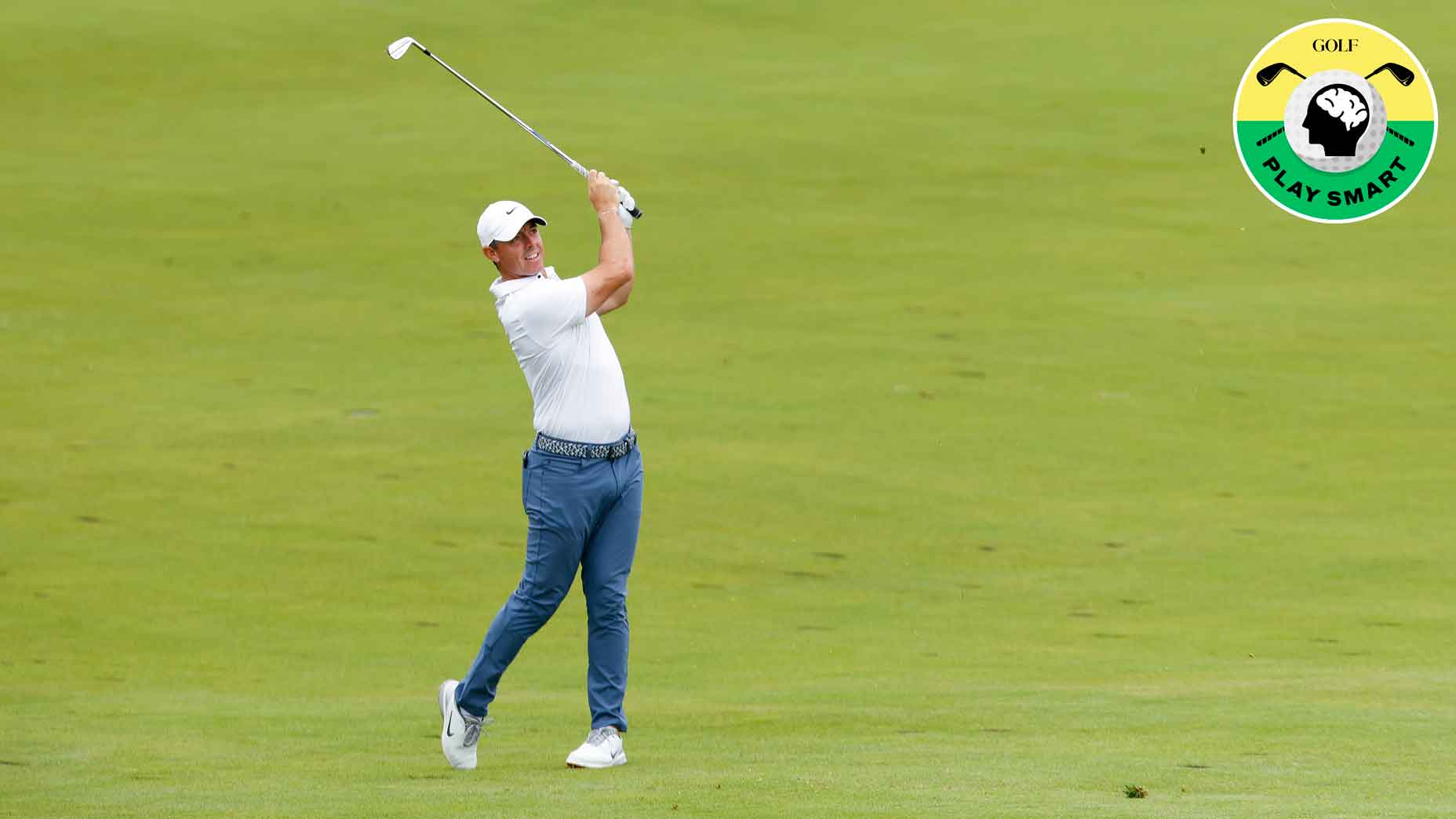 rory mcilroy hits an iron during the 2025 u.s. open