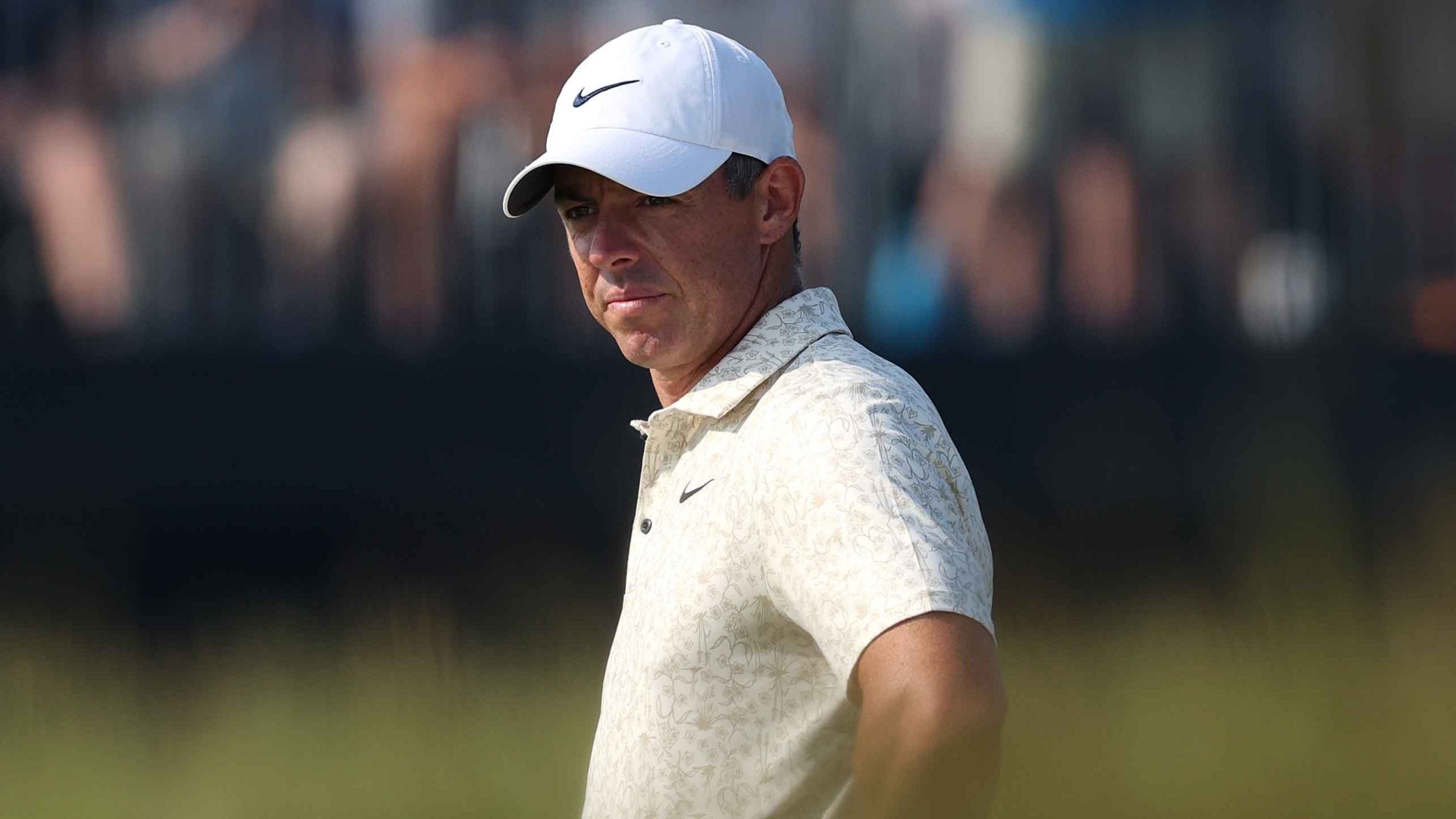 Rory McIlroy of Northern Ireland looks on from the 14th green during the first round of the 125th U.S. OPEN at Oakmont Country Club