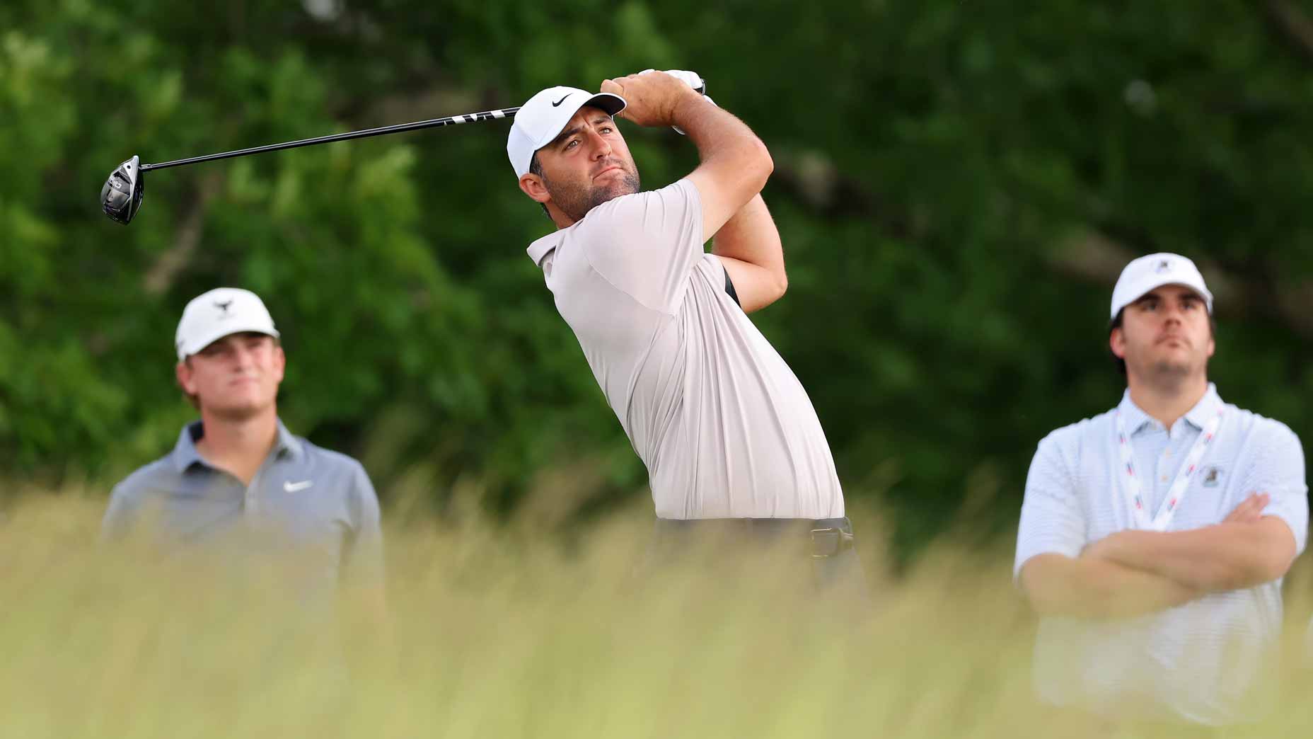 2025 U.S. Open tee times: Scottie Scheffler plays a shot during a practice round at Oakmont.