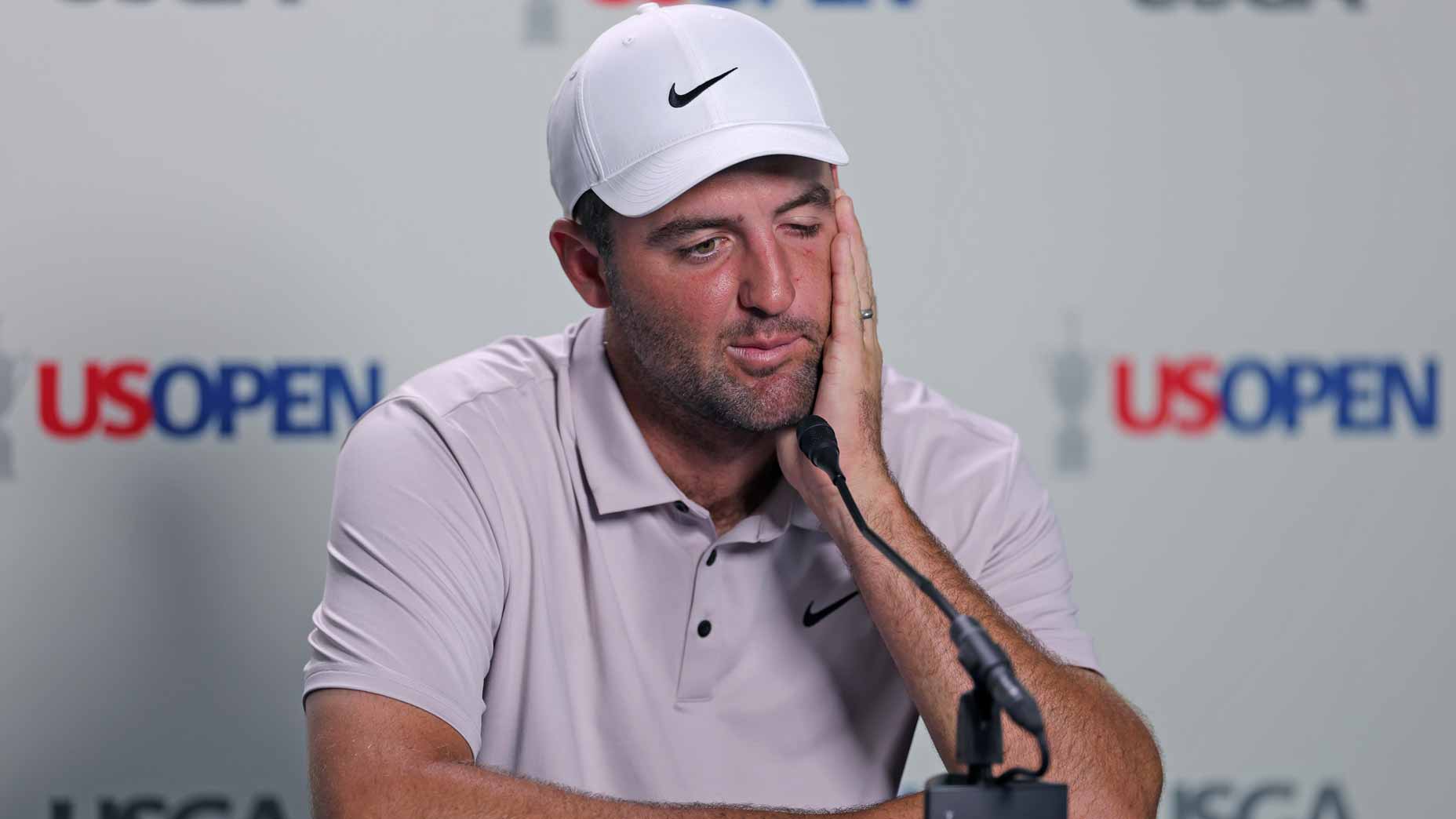 World No. 1 Scottie Scheffler speaks to media at the 2025 U.S. Open at Oakmont.
