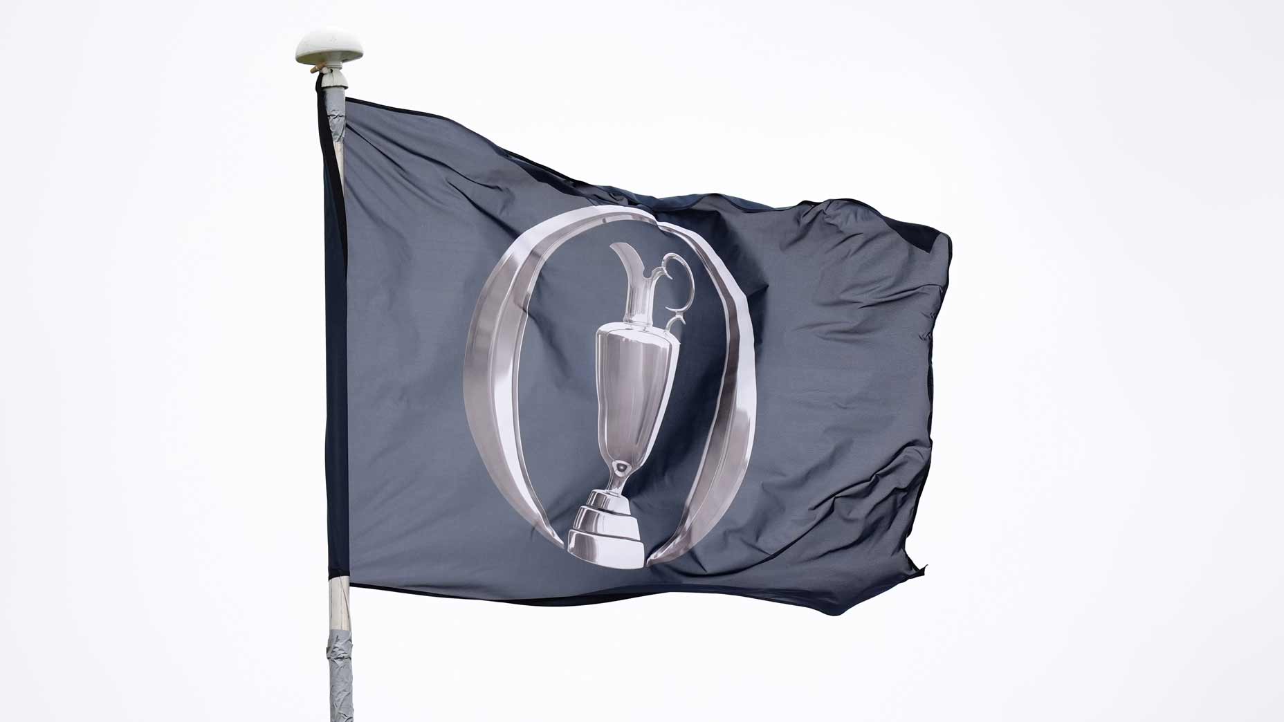 An Open Championship flag pictured on day one of the 2025 British Open at Royal Portrush.
