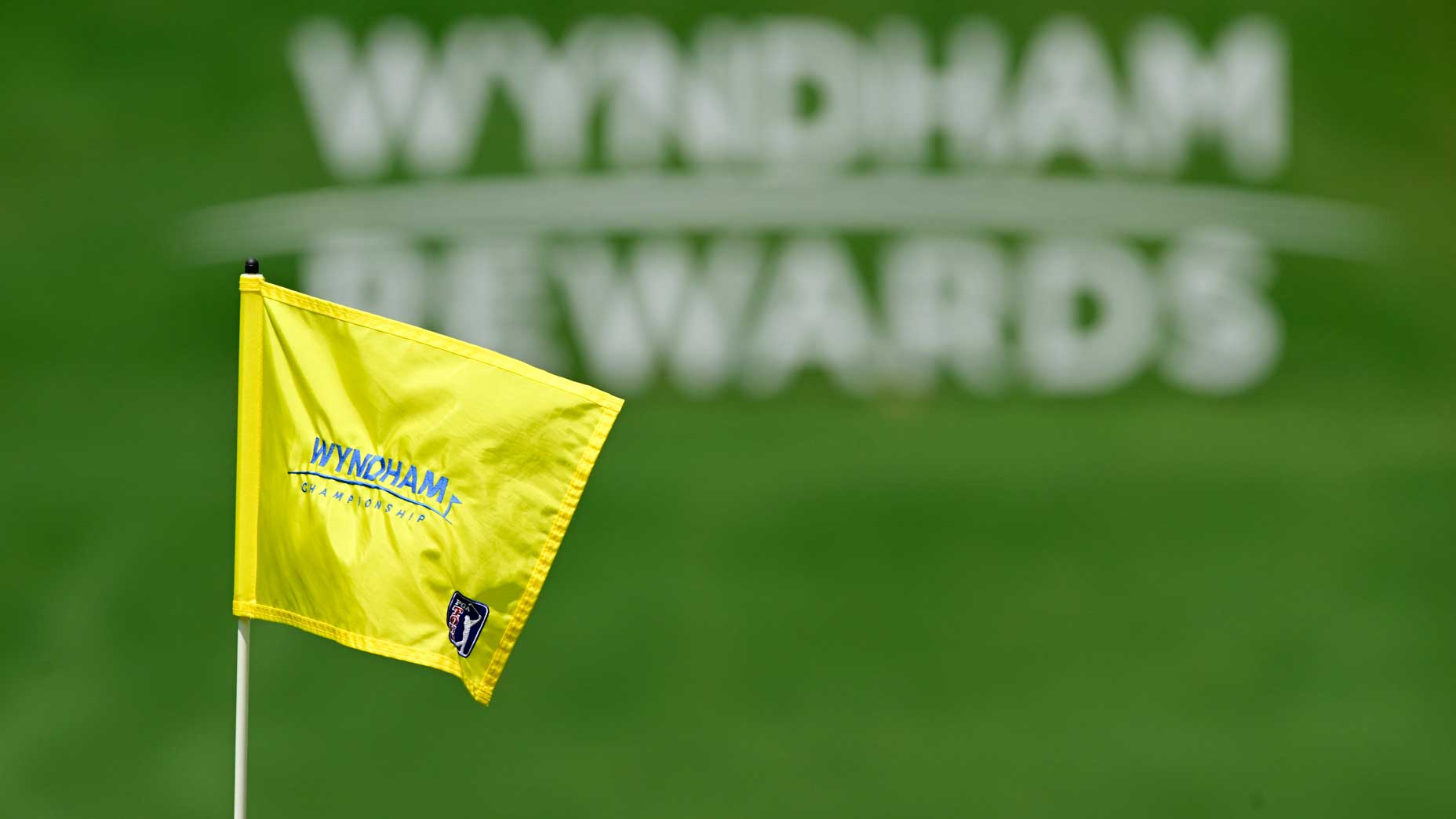 Wyndham Championship flag seen at Sedgefield Country Club.