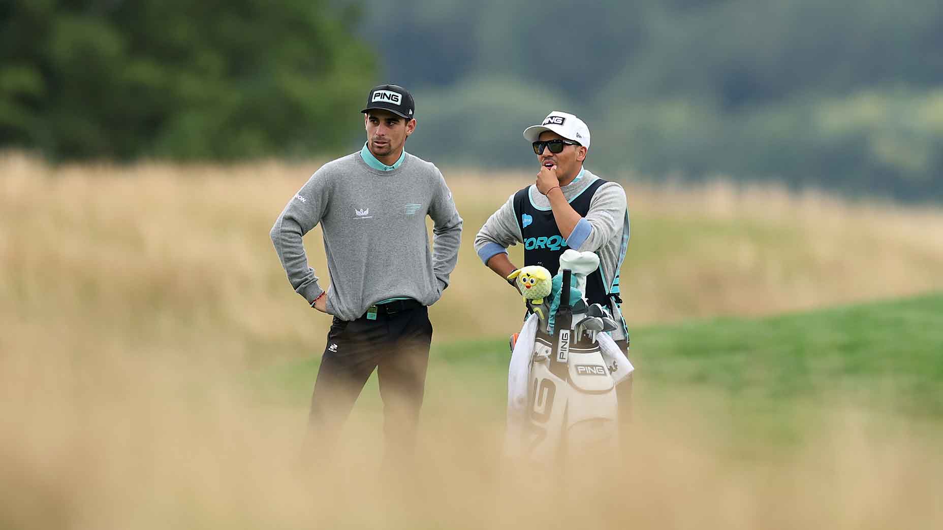 Joaquin Niemann and caddie