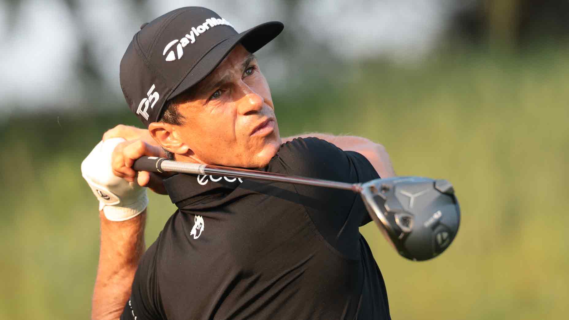Thorbjorn Olesen of Denmark plays his shot from the 12th tee during the second round of the 3M Open 2025 at TPC Twin Cities on July 25, 2025 in Blaine, Minnesota.