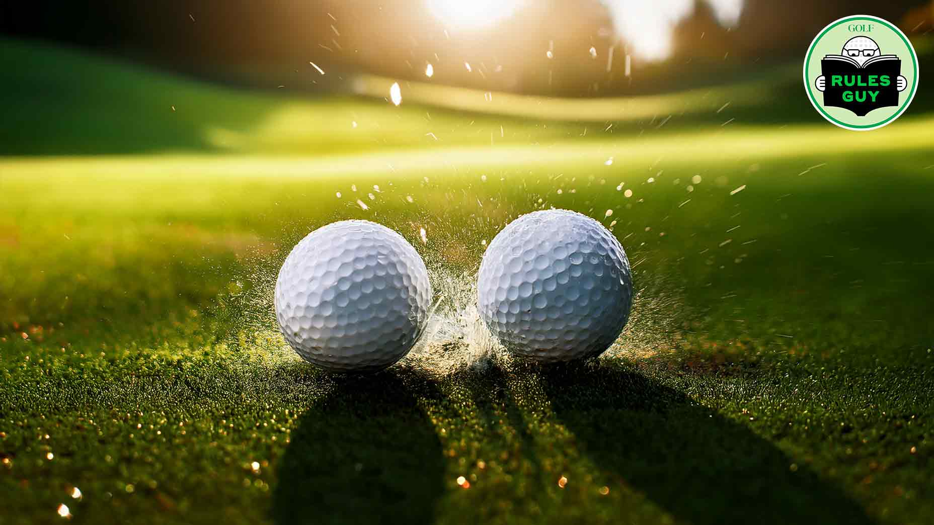 2 golf balls colliding on green