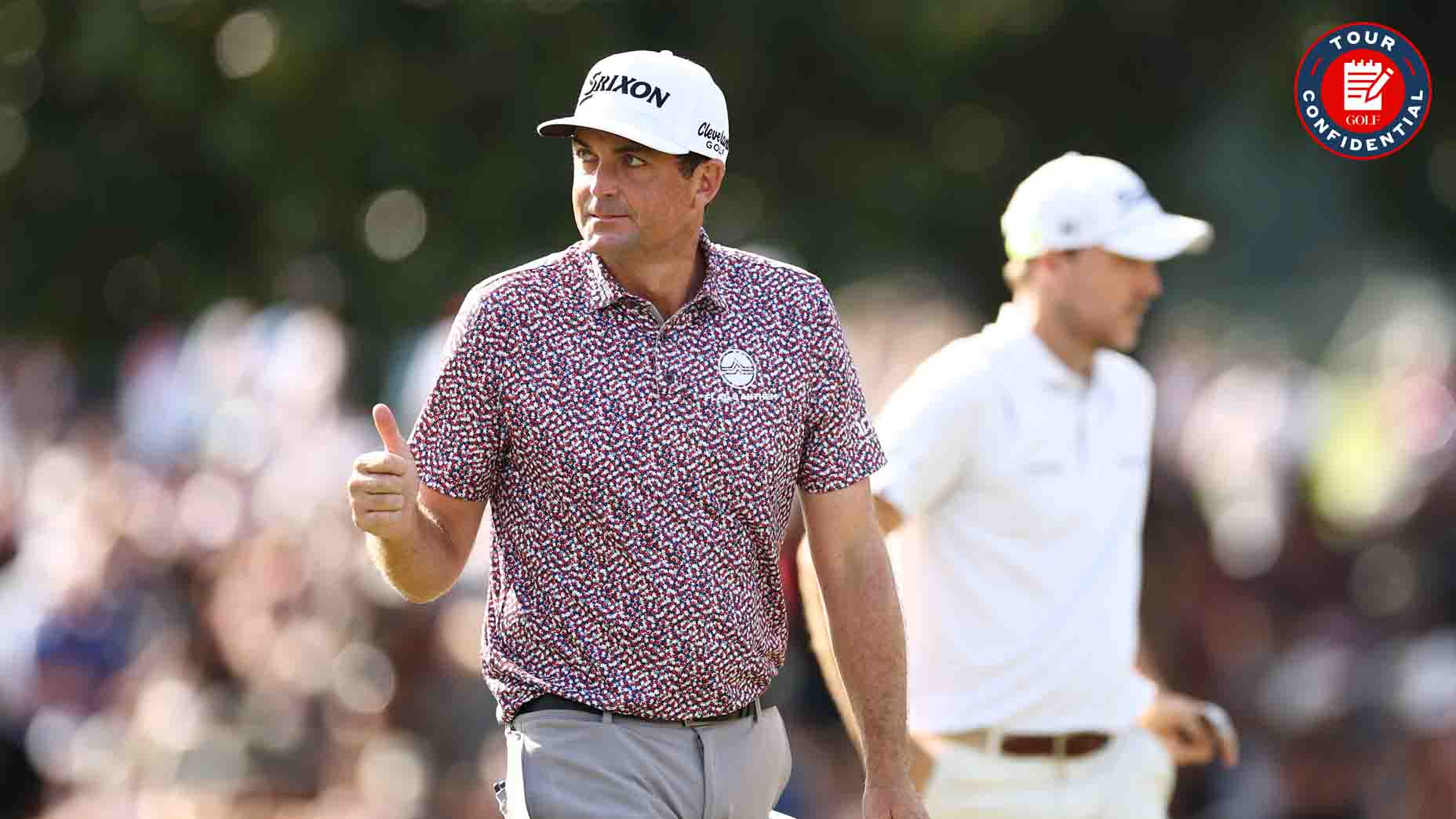 Keegan Bradley acknowledges the crowd during the Tour Championship