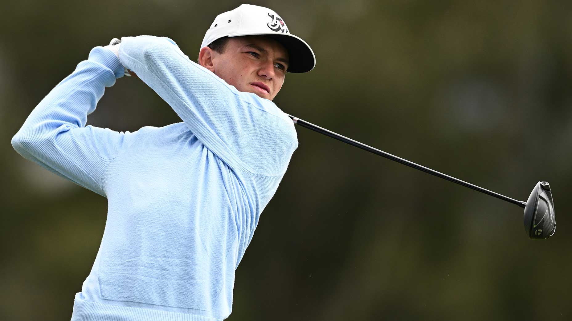 Miles Russell watches a tee shot at the U.S. Amateur Championship on Friday at The Olympic Club in San Francisco.