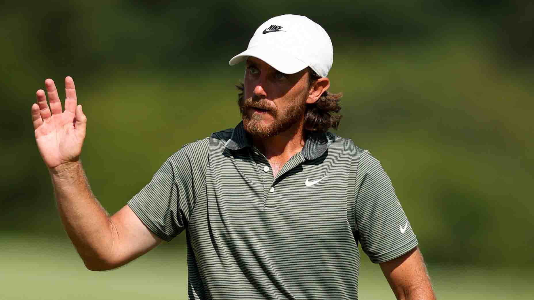 Tommy Fleetwood acknowledges the crowd at the FedEx St. Jude Championship