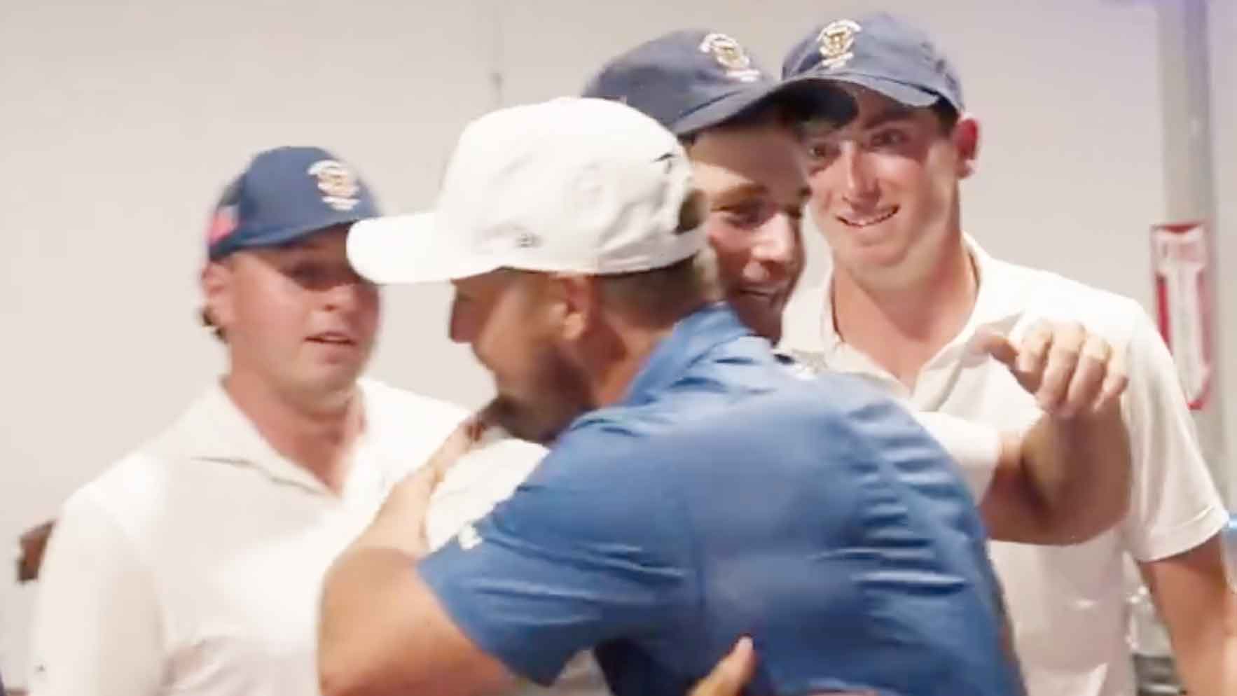 Bryson DeChambeau stands with Team USA at the Walker Cup