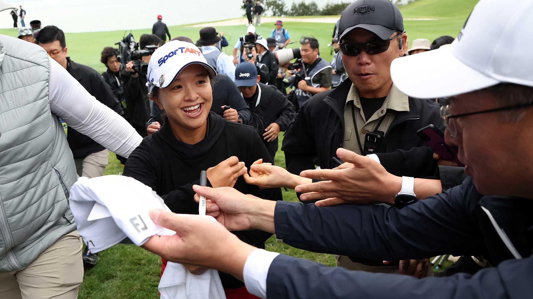 Sei Young Kim walks off the green after winning the BMW Ladies Championship at Pine Beach Golf Links in Haenam, South Korea on Sunday.