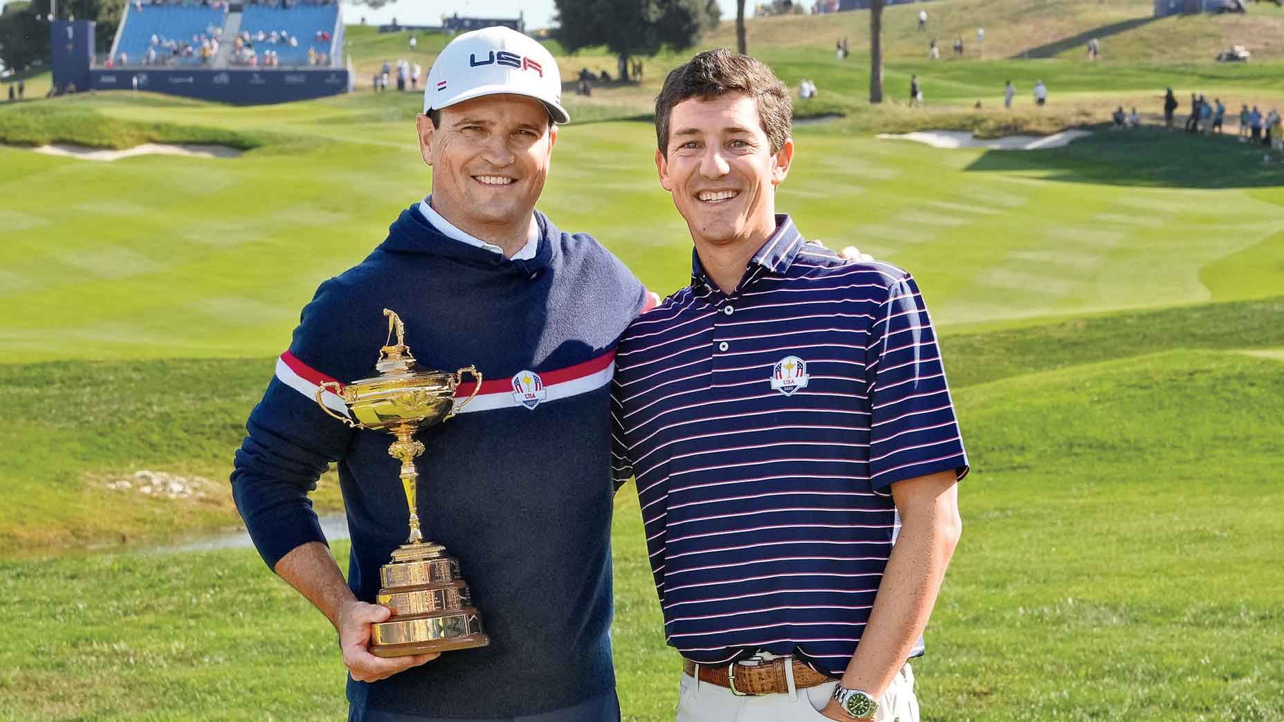 Kessler and Team U.S.A. captain Zach Johnson at the 2023 Ryder Cup in Rome.