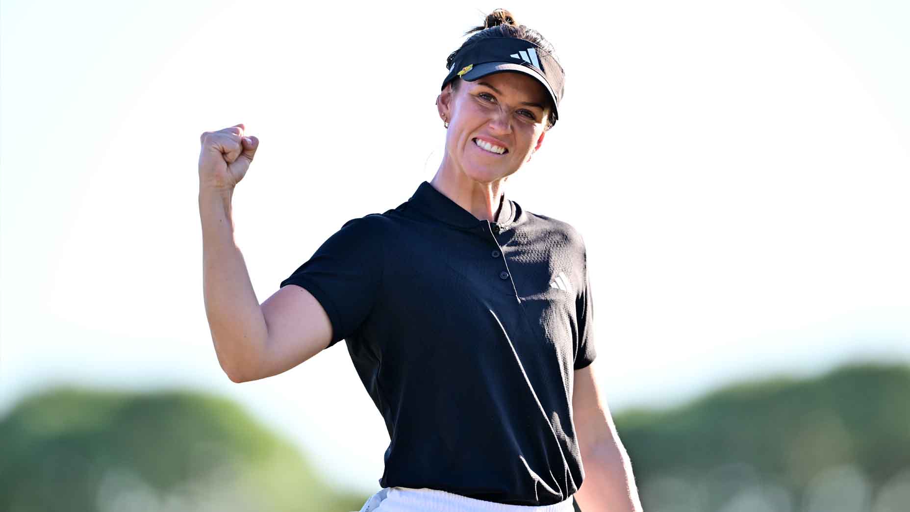 Linn Grant reacts to her winning putt at the Annika