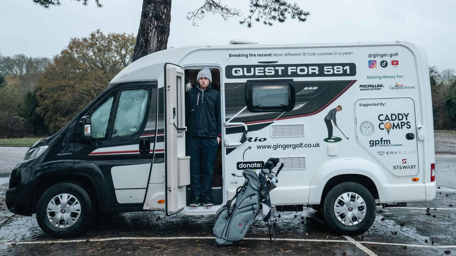 josh simpson and the van he used to break world record for most rounds played