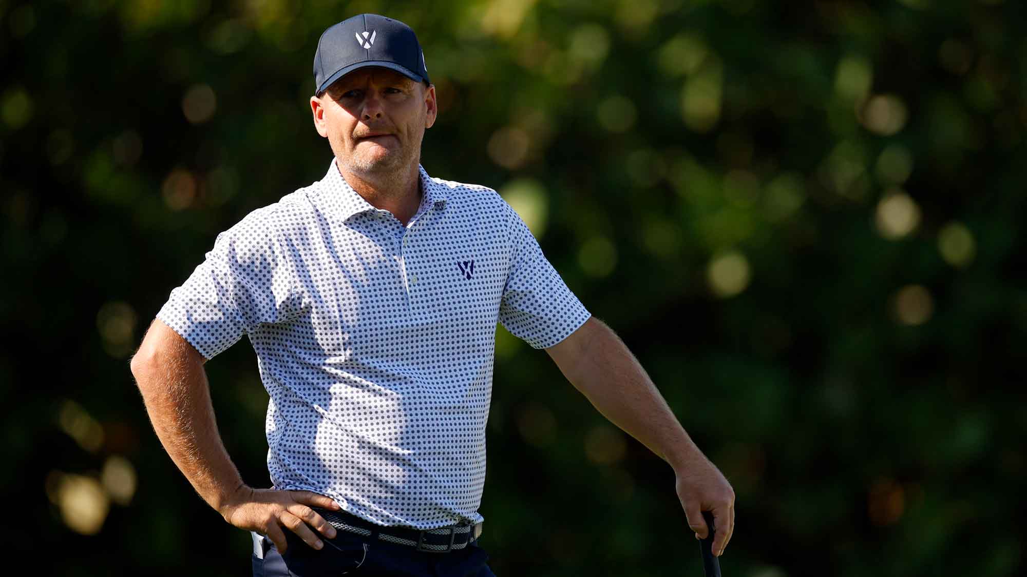 oren Kjeldsen of Team Europe looks on on the ninth hole during the first round of the Skechers World Champions Cup supporting Shriners Children's 2025