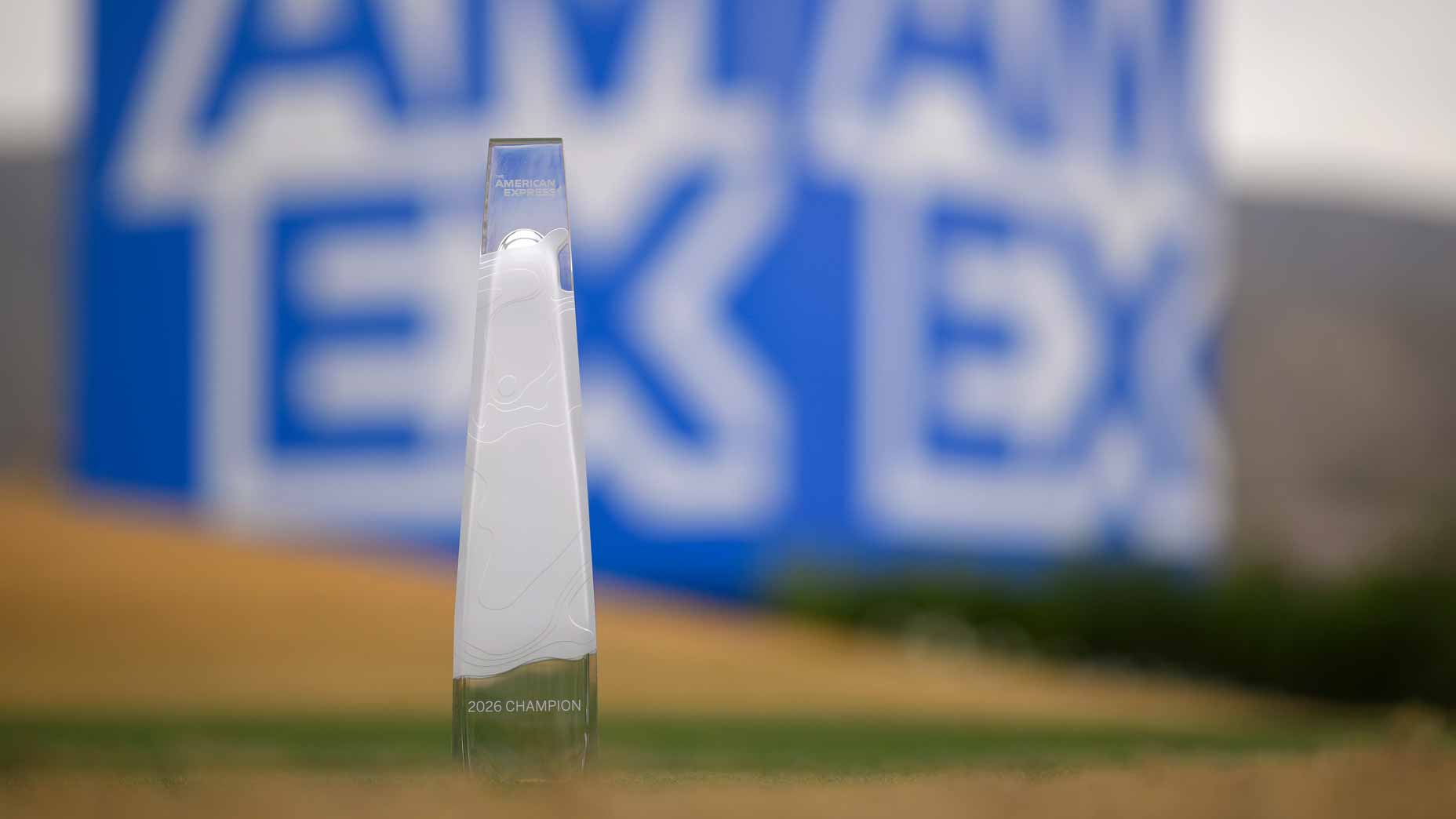 2026 American Express money: PGA Tour trophy pictured at PGA West.