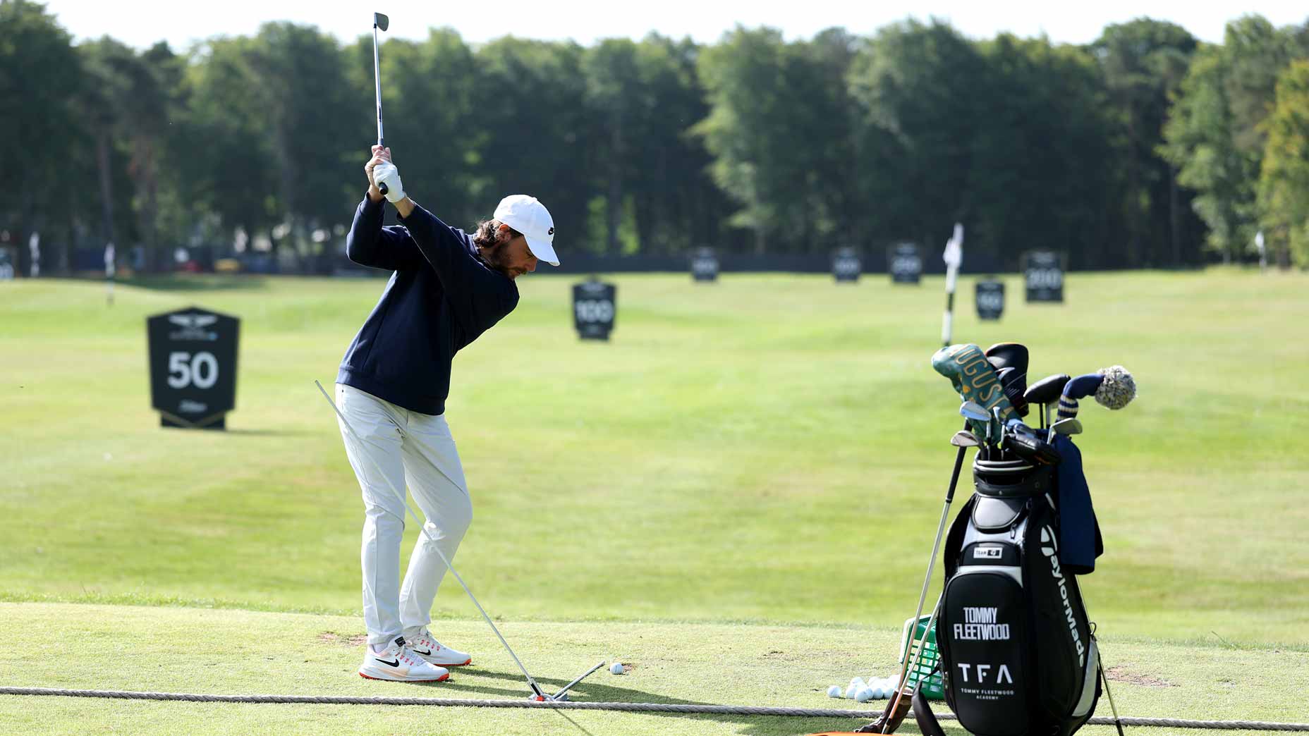 tommy fleetwood hits ball on driving range