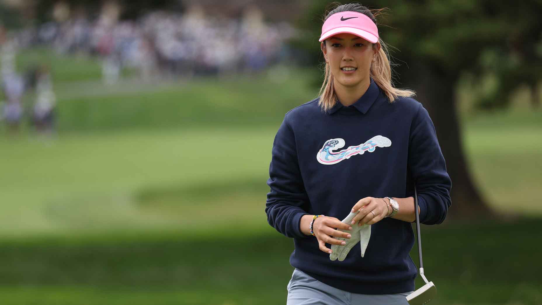 Michelle Wie West of the United States looks on from the second green during the second round of the 78th U.S. Women's Open at Pebble Beach Golf Links on July 07, 2023 in Pebble Beach, California. (Photo by Harry How/Getty Images)