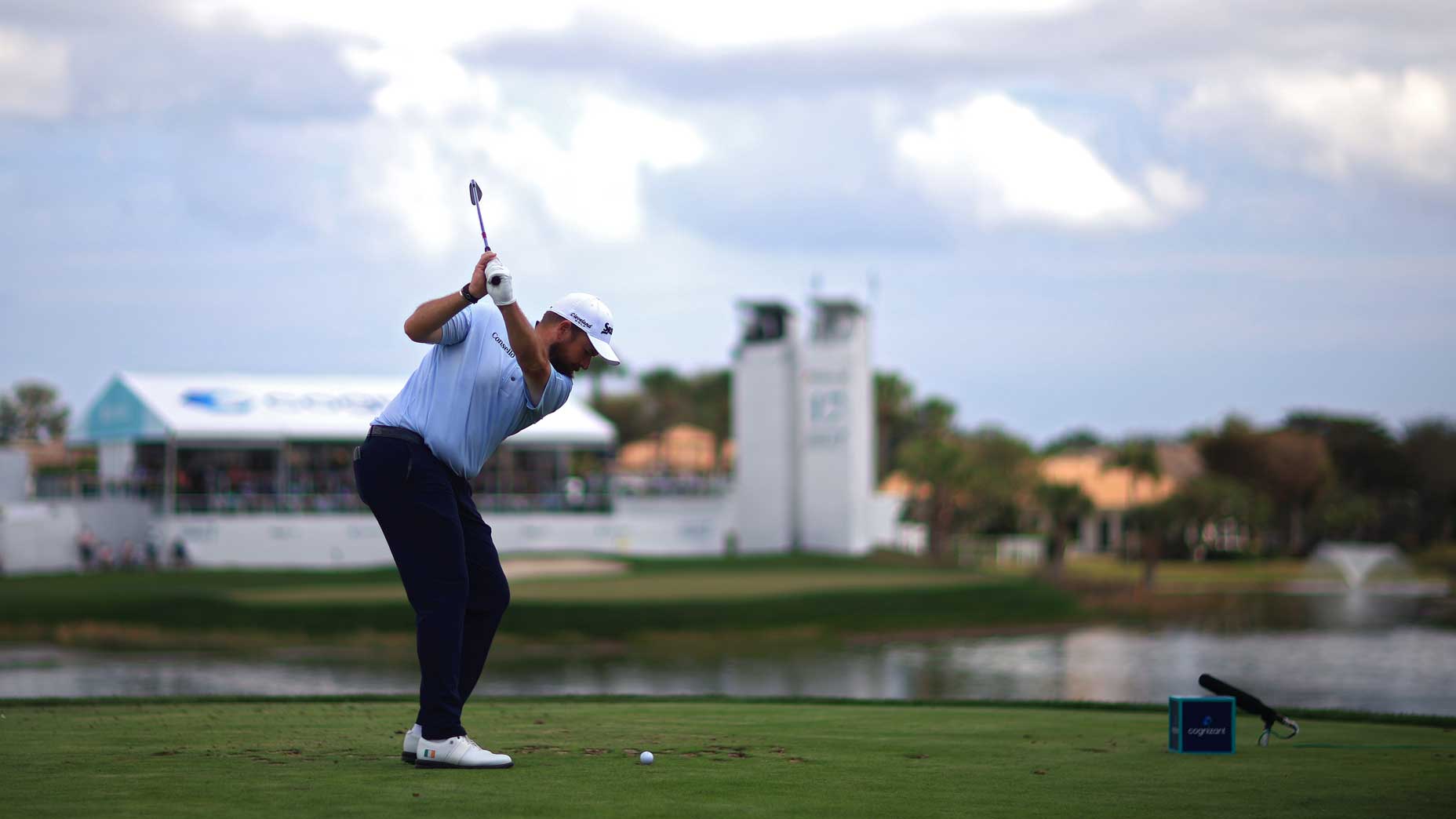 Shane Lowry of Ireland plays his shot from the 17th tee during the third round of the Cognizant Classic 2026 at PGA National Resort And Spa on February 28, 2026 in Palm Beach Gardens, Florida. (Photo by Mike Ehrmann/Getty Images)