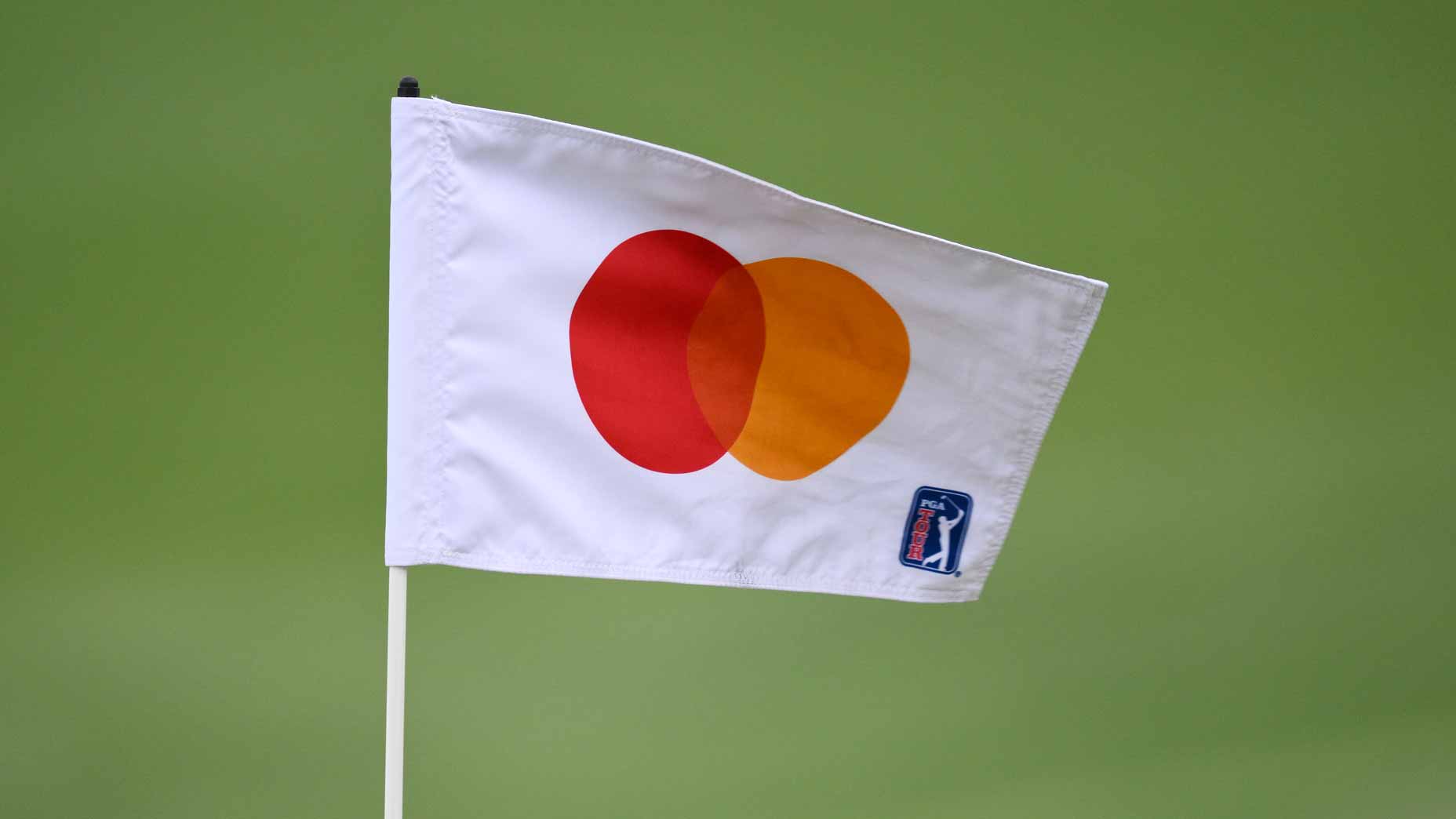 2026 Arnold Palmer Invitational pin flag with Mastercard logo pictured at Bay Hill.