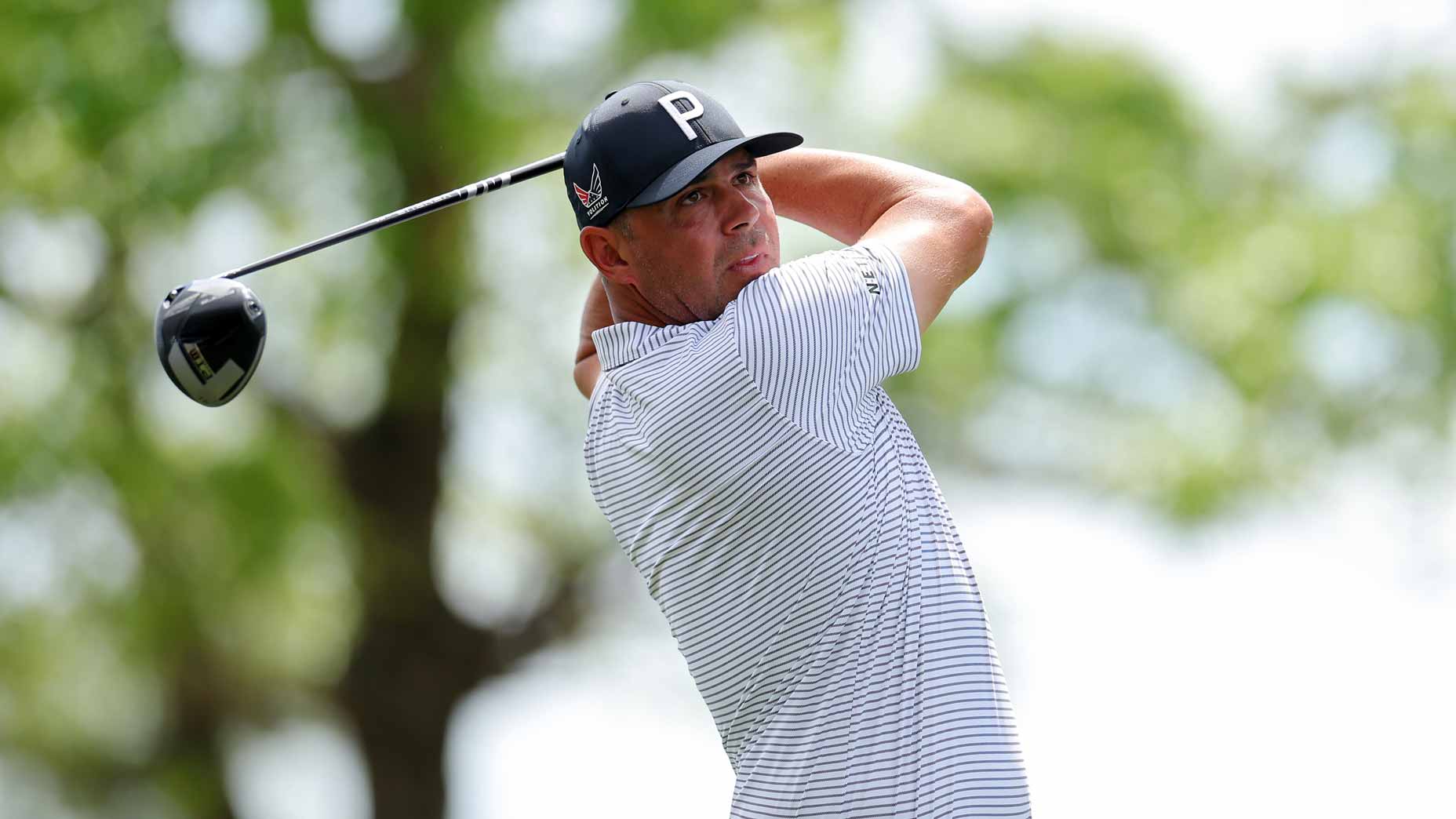 Gary Woodland hits driver on 12th tee during round one of the Texas Children's Houston Open 2026