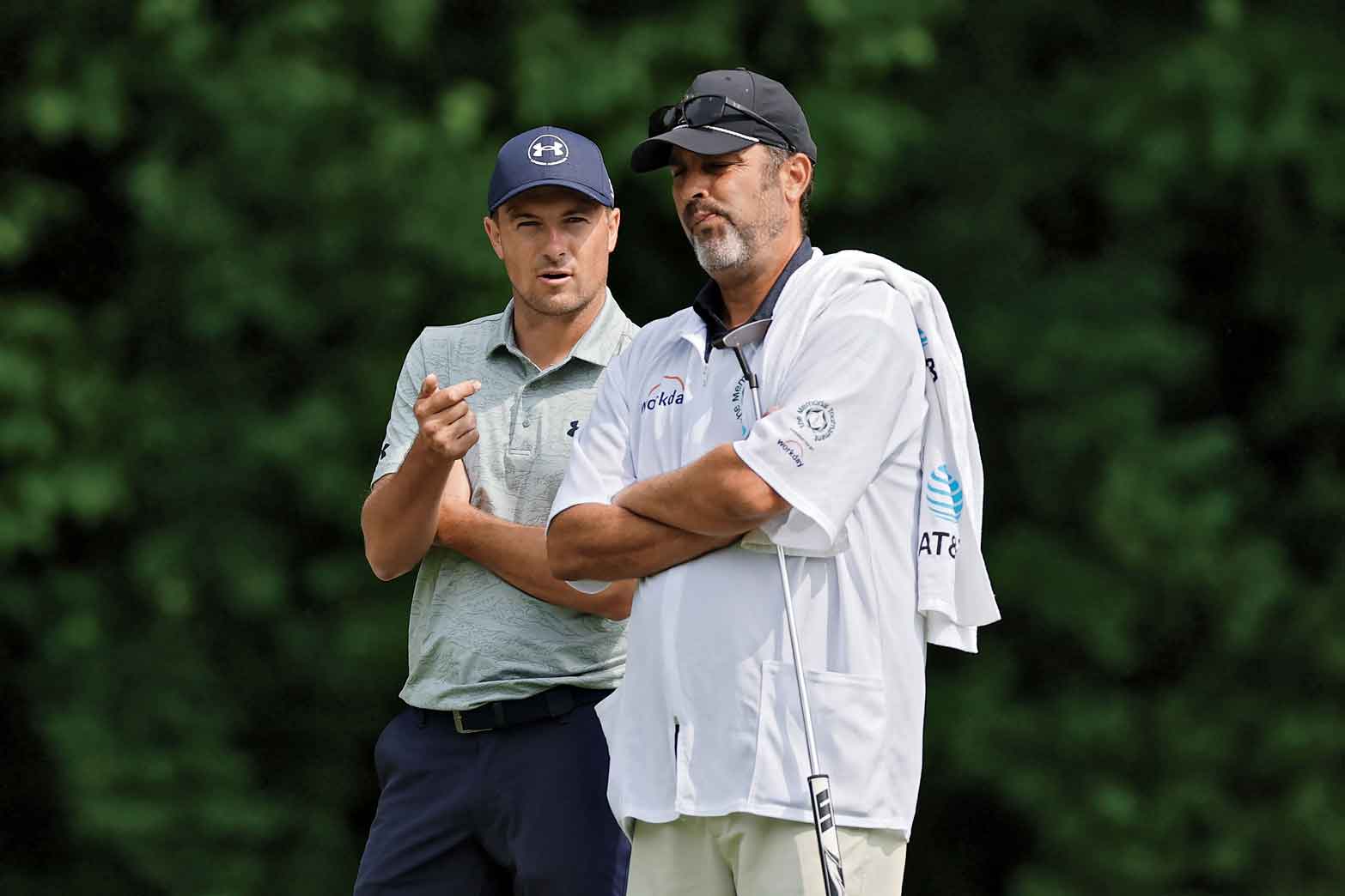 Eternally chatty Spieth with longtime patient listener, caddie Michael Greller.